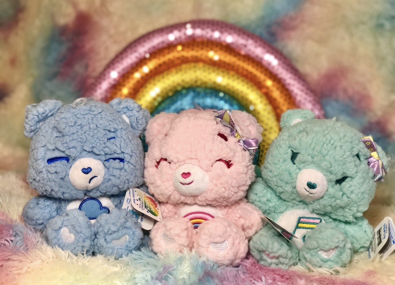 NWT HTF Full Set Care Bears Hot Topic Exclusive Kawaii Collection Fuzzy Sherpa NWT HTF Full Set Care Bears Hot Topic Exclusive Kawaii Collection Fuzzy Sherpa