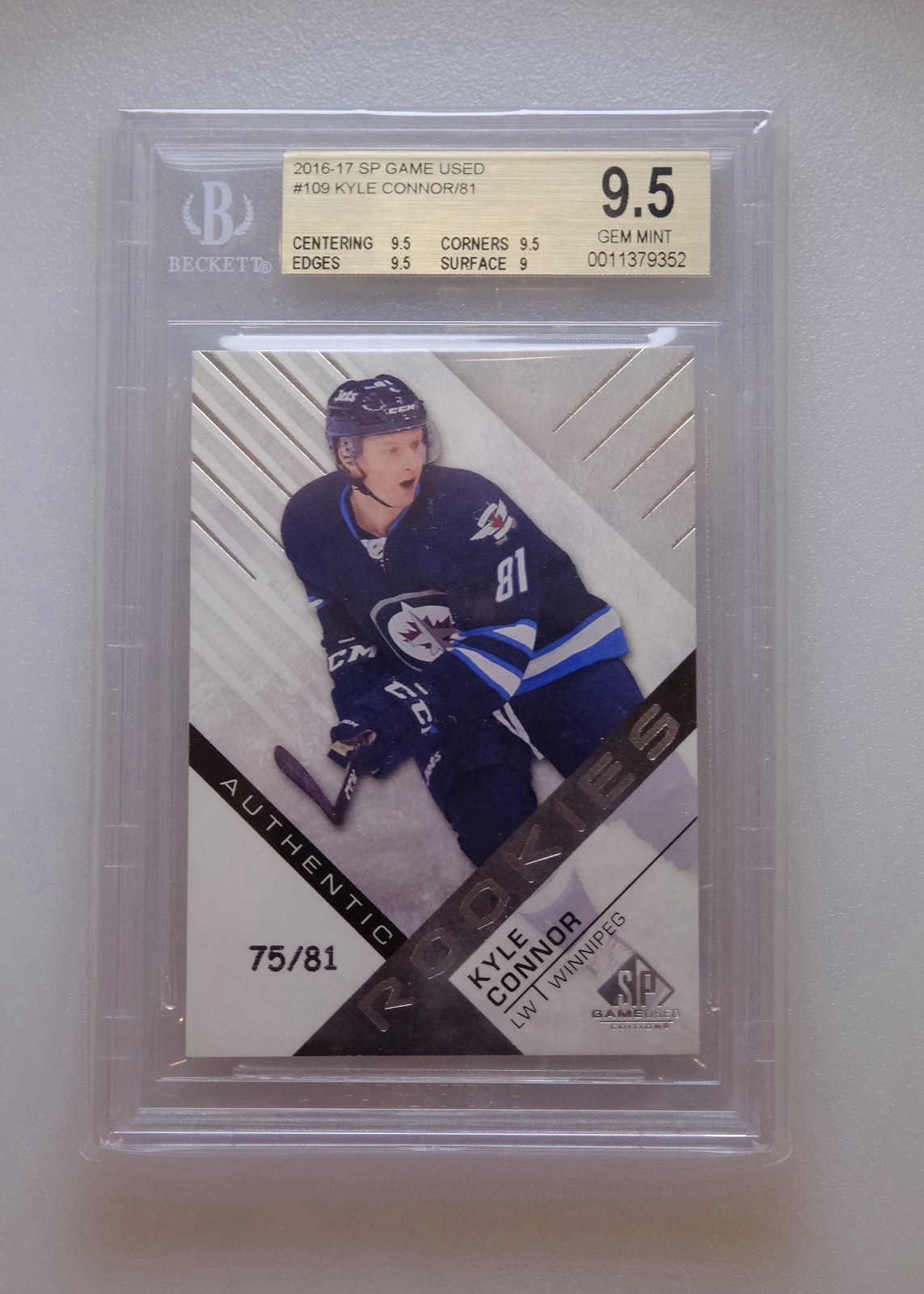16-17 UD SPGU SP Game Used True Authentic RC Rookie KYLE CONNOR /81 BGS 9.5 16-17 UD SPGU SP Game Used True Authentic RC Rookie KYLE CONNOR /81 BGS 9.5
