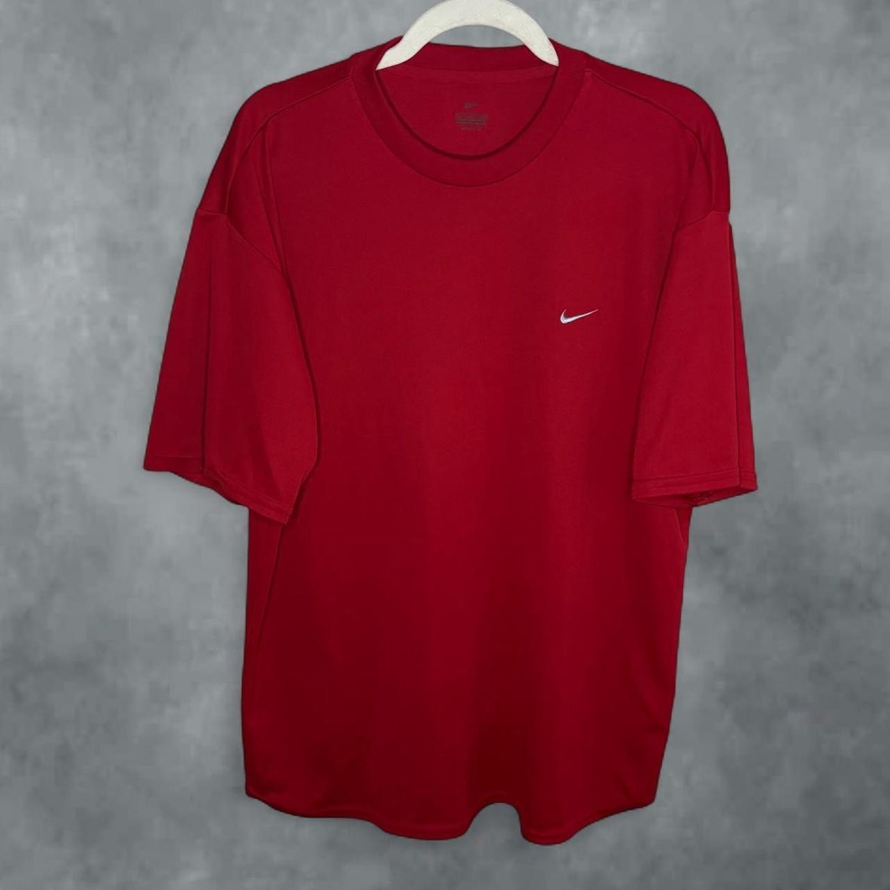 Nike Dri-FIT Red Embroidered Swoosh Tee – Men’s Large Nike Dri-FIT Red Embroidered Swoosh Tee – Men’s Large