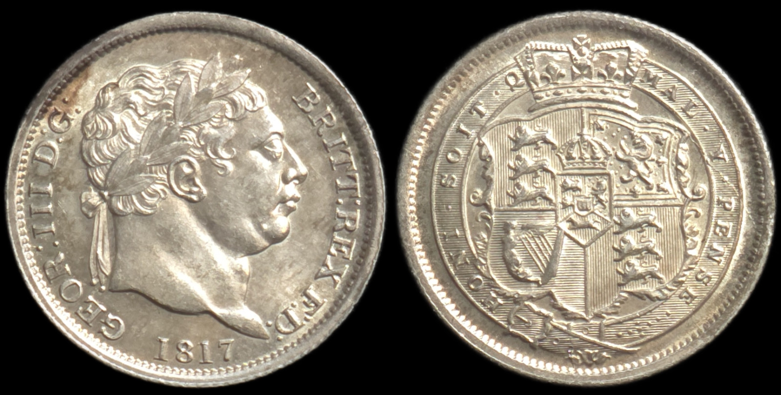 1817 GB George III Silver Shilling Pistrucci S.3790 KM666