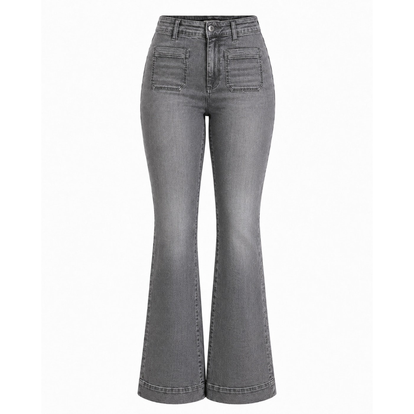 J.Jill High Rise Flare Jeans Womens 12 Gray Patch Pocket Stretch