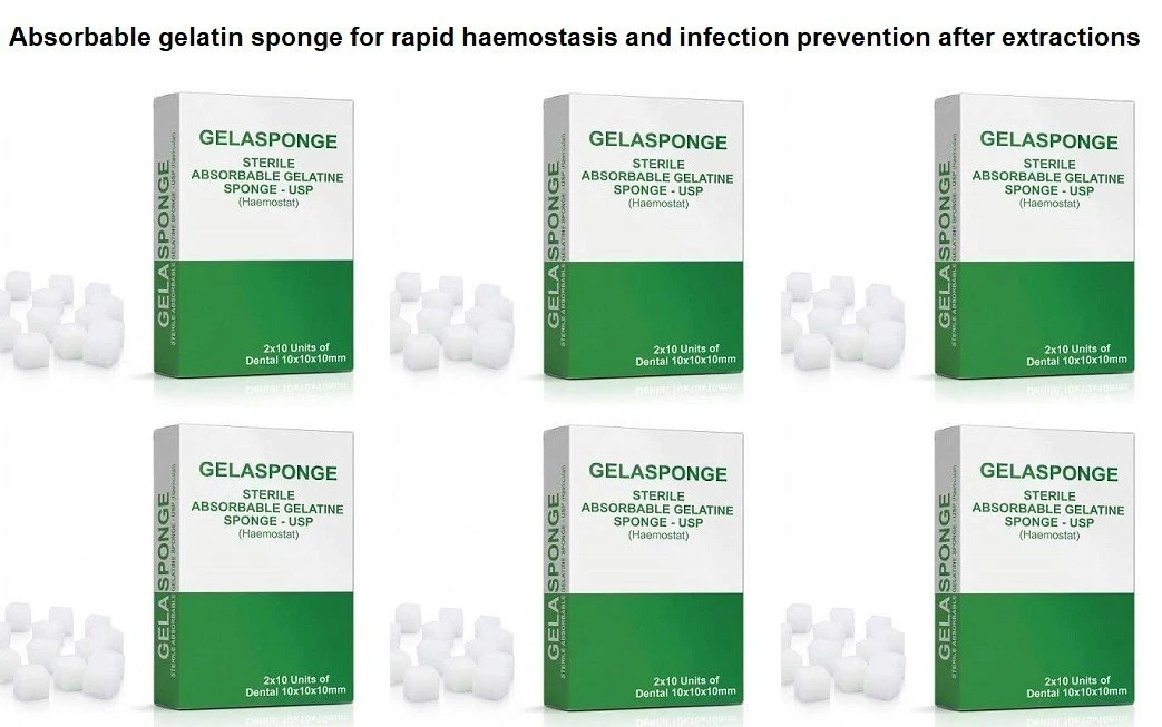 6 x Coltene Dental GELASPONGE Absorbable Gelatin Haemostat 20 Sponge 10x10x10mm