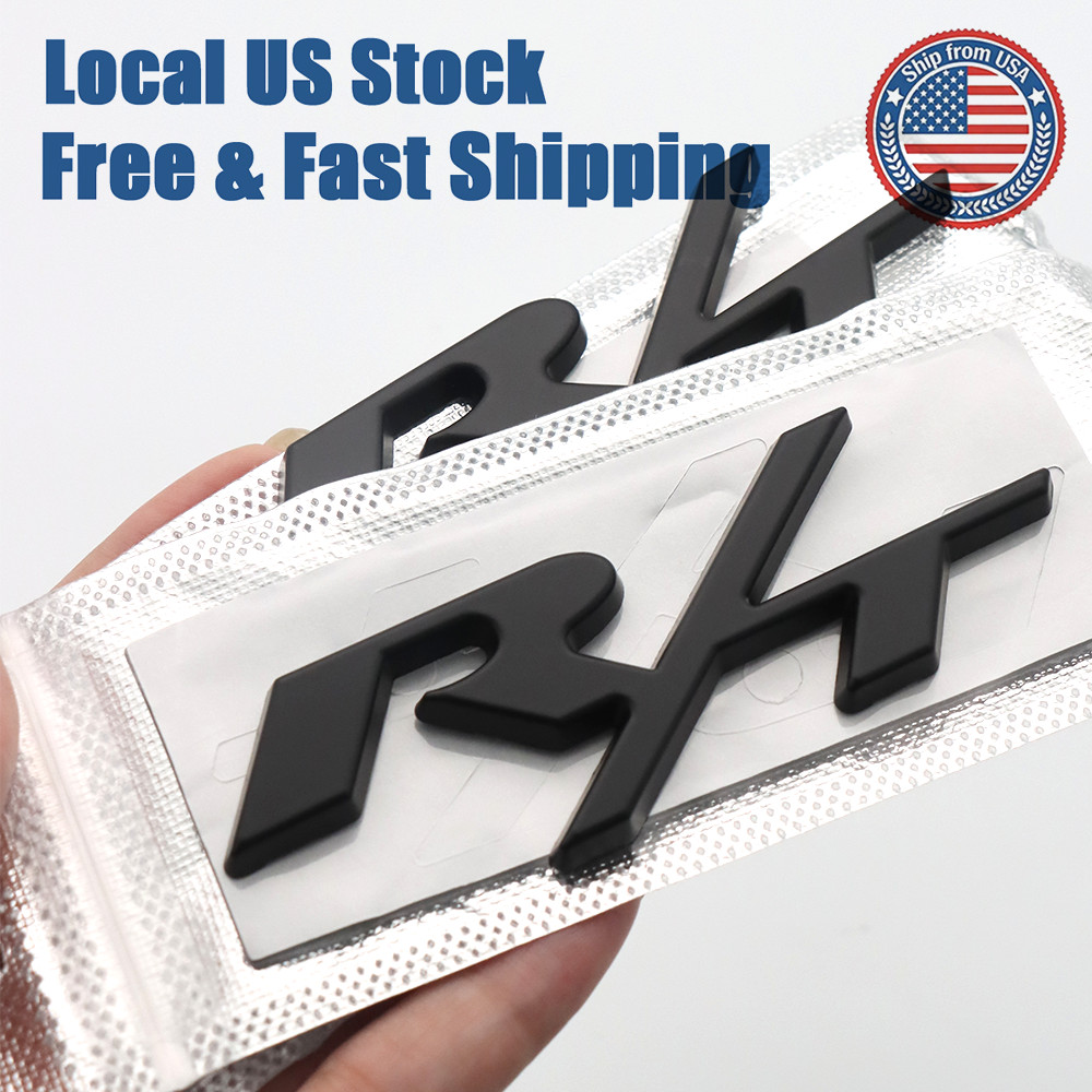 Fender Letter Badge Matte Black For 2011-2016 Charger Durango RT R/T Emblem 2Pcs