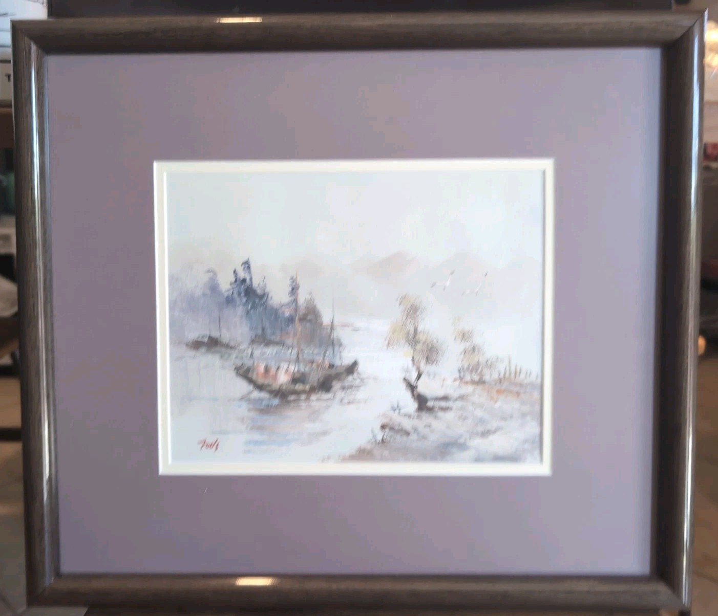 Judith Caulfield Walshe Original Watercolor Painting Maritime Fishing Boats...
