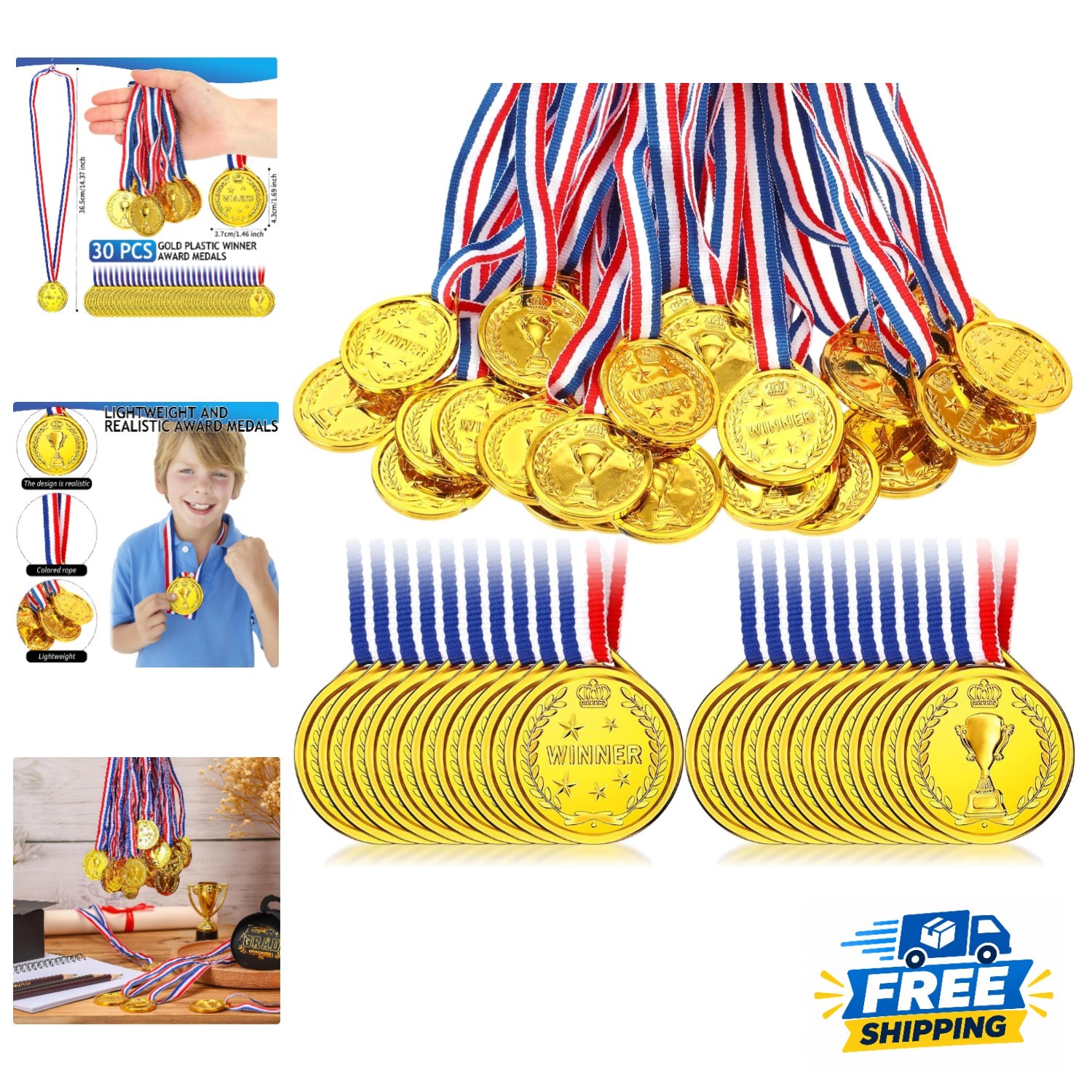 Bulk 30 Gold Plastic Awards Medals - Perfect for Sports Events & Competitions Bulk 30 Gold Plastic Awards Medals - Perfect for Sports Events & Competitions