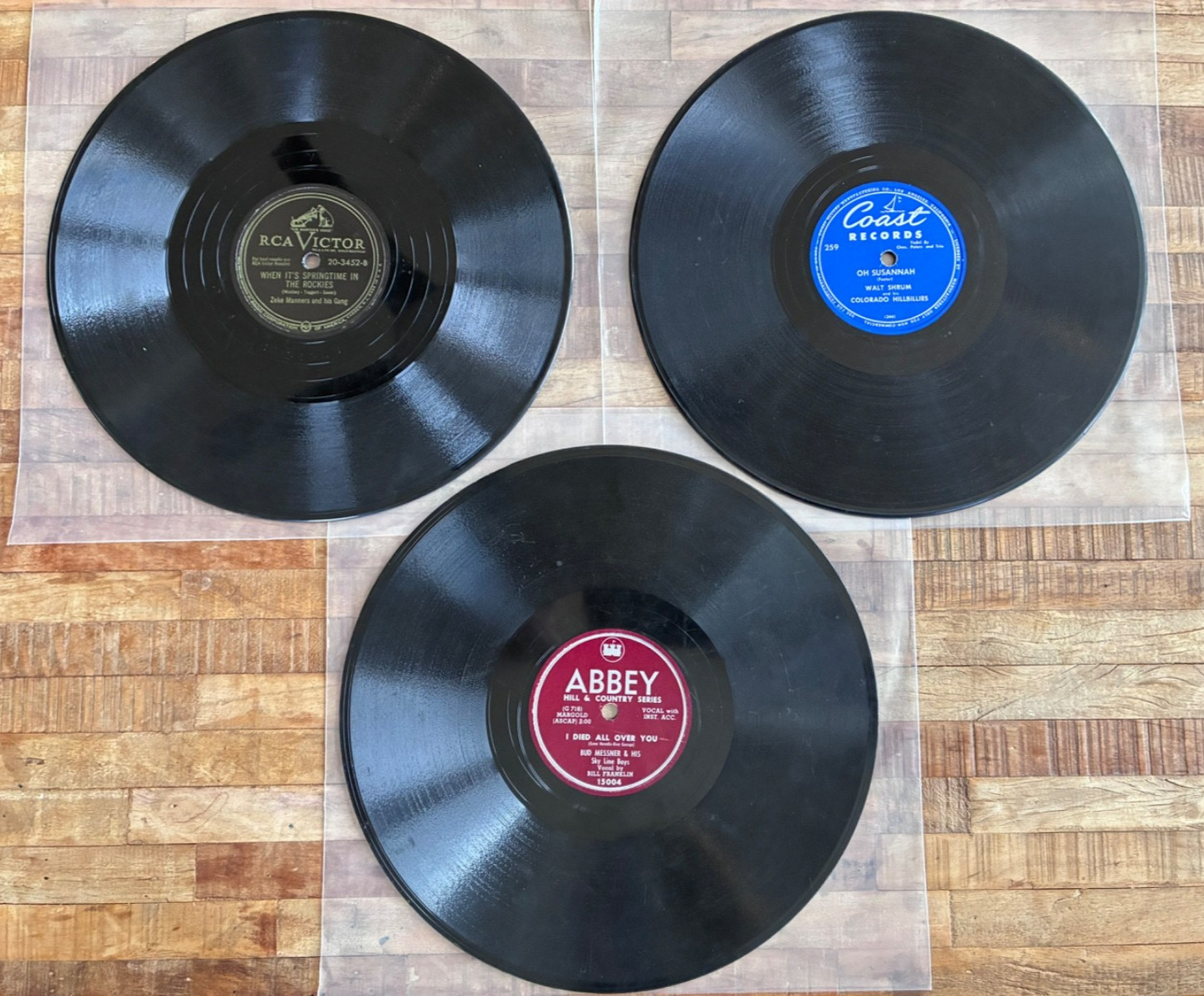 3 Vintage Country Hillbilly 78 RPM Records Zeke Manners Walt Shrum Bud Messner