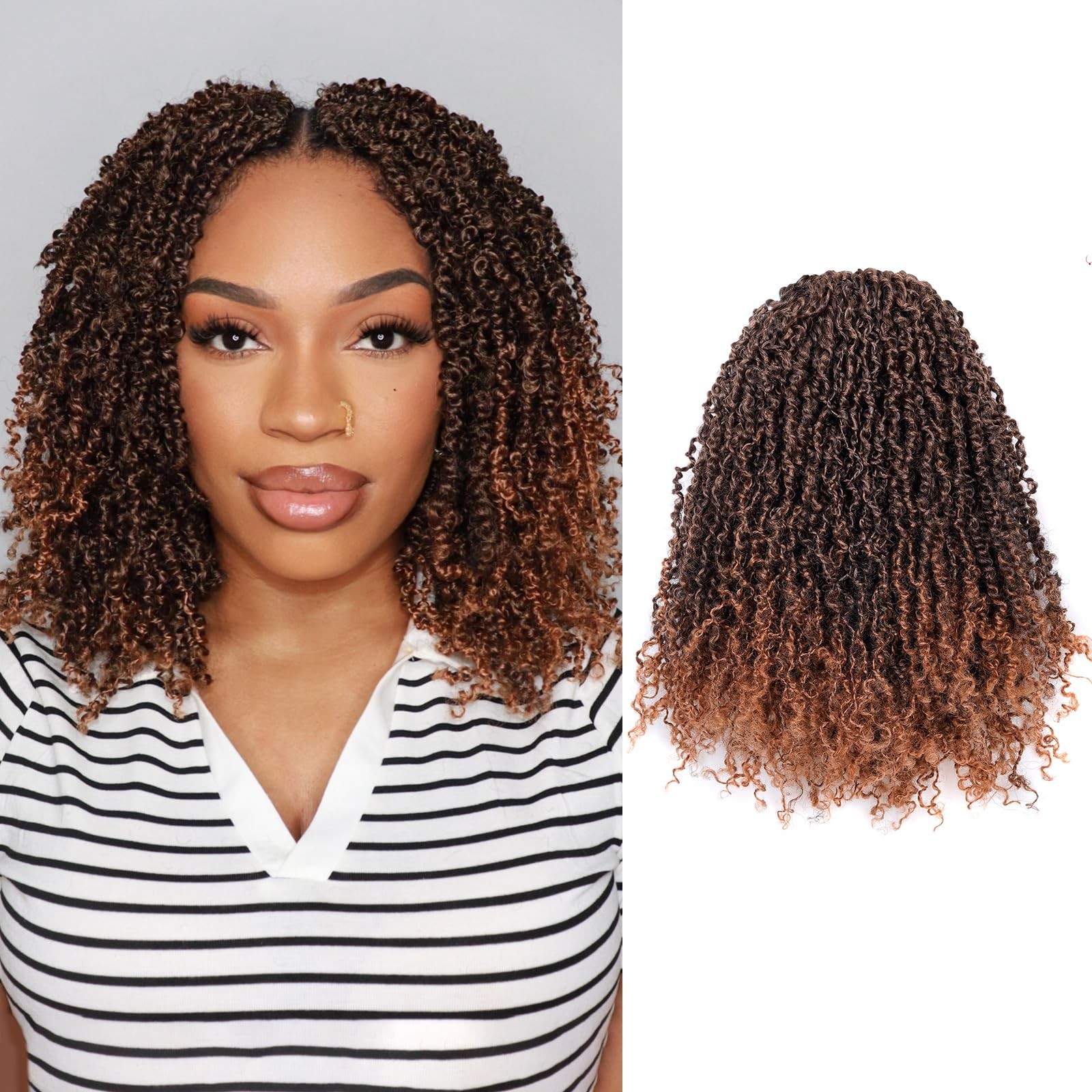 Pelokaa Yanky Twist Crochet Hair 12 Inch 8 Packs Ombre Brown T30-8P
