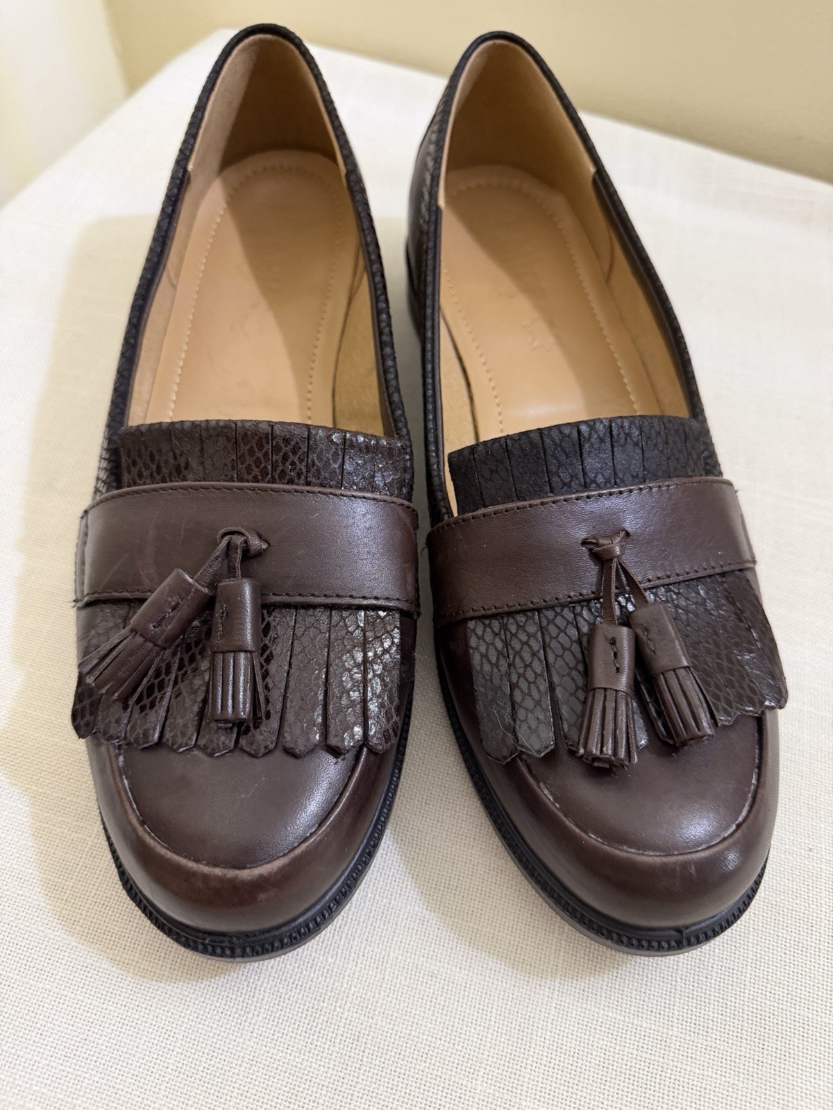 Hotter Comfort Concept Brown Tassel Kiltie Leather Hamlet Loafers 9/41