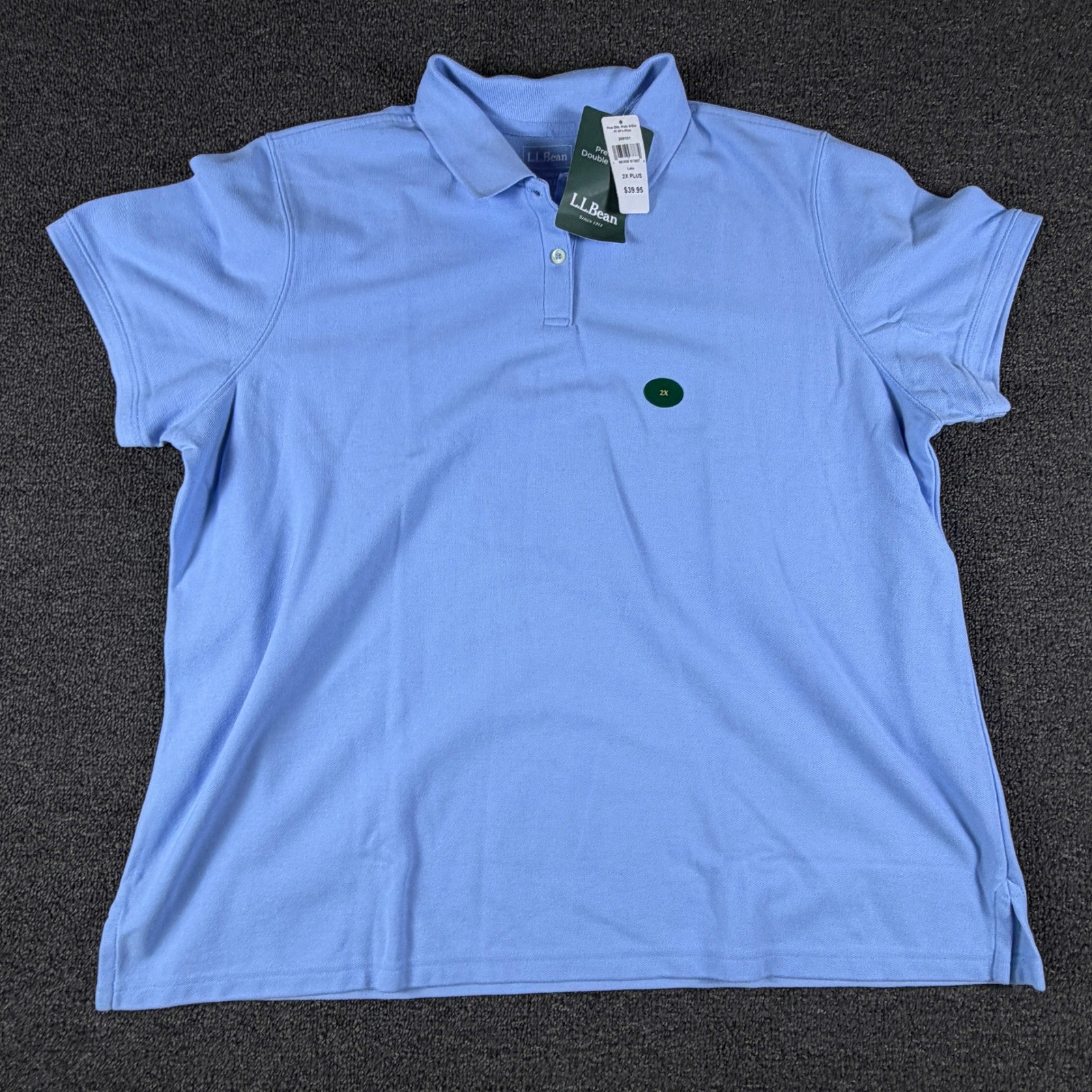 L.L.Bean Polo Womens 2X Plus Premium Double L Lake Blue Short Sleeve NEW