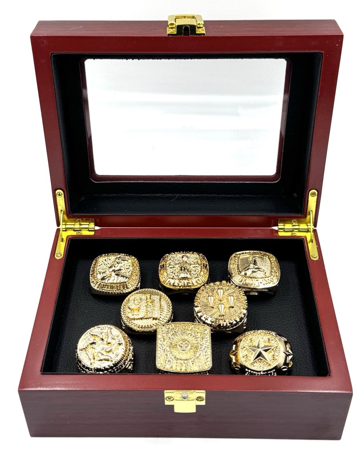 NEW LIONEL LEO MESSI 8 RING SET COLLECTION ARGENTINA WORLD CUP w/ Display Case