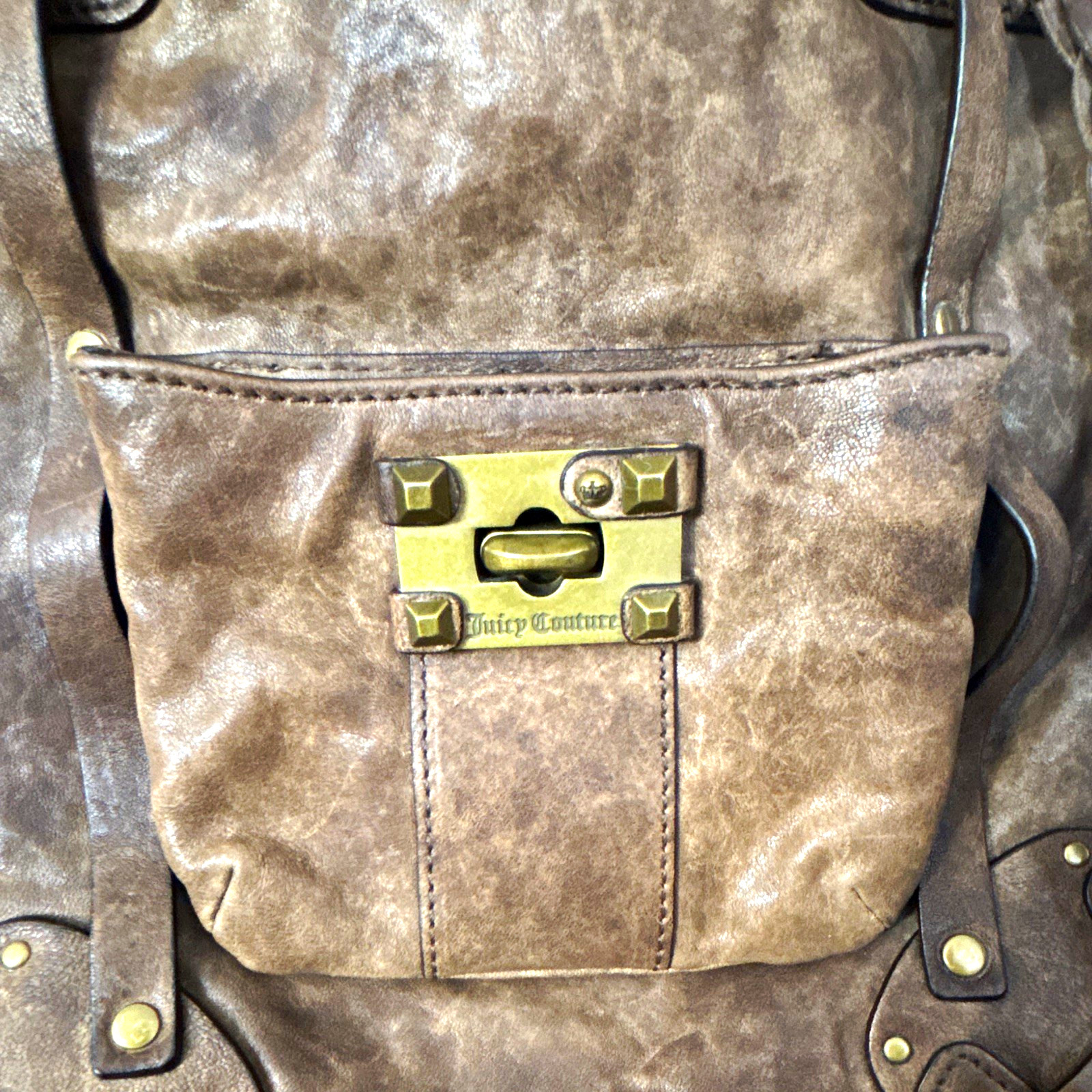 VTG Y2K Juicy Couture Brown Leather “Lock it Want it” Hobo Shoulder Bag VTG Y2K Juicy Couture Brown Leather “Lock it Want it” Hobo Shoulder Bag