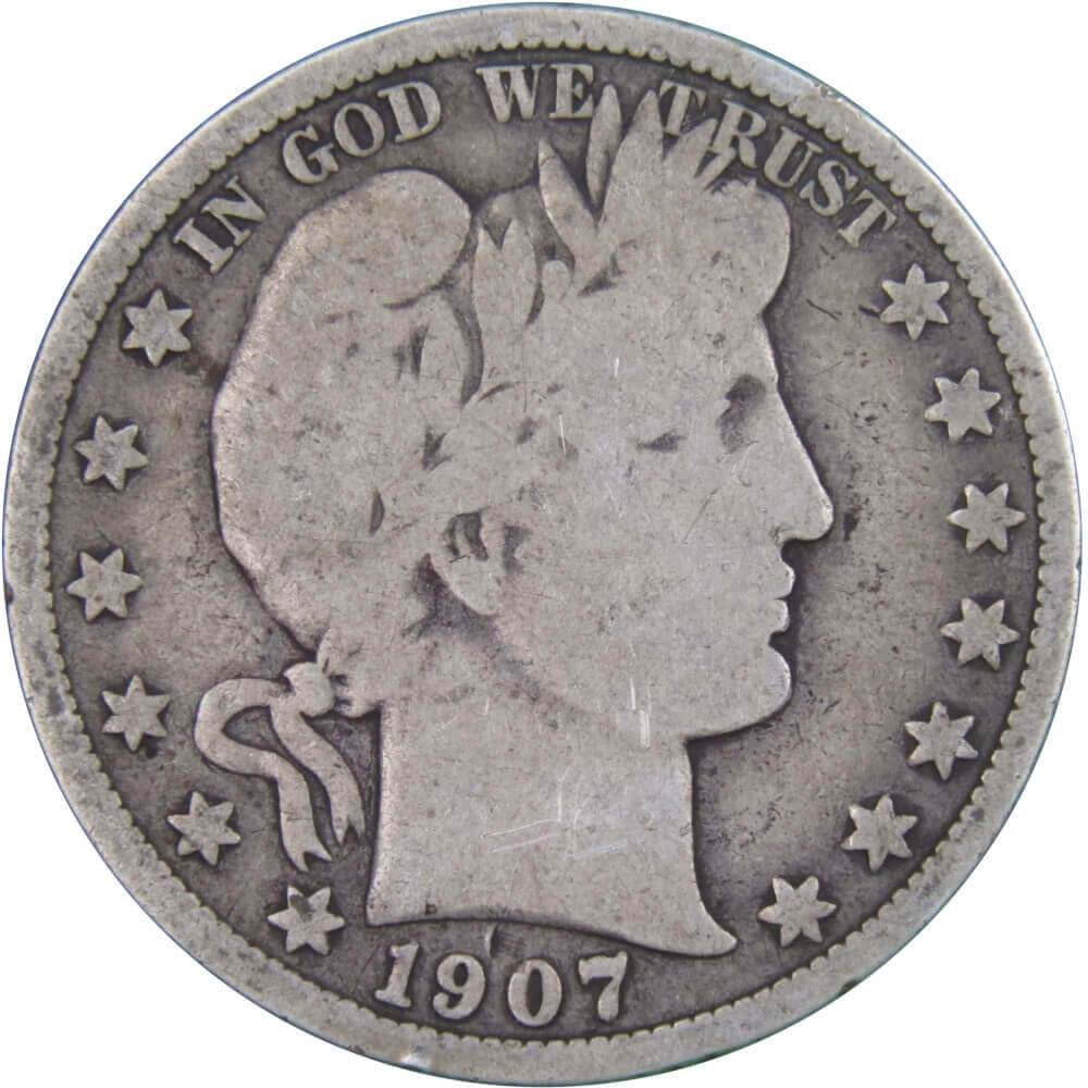1907 D Barber Silver Half Dollar Circulated 50c Coin Collectible