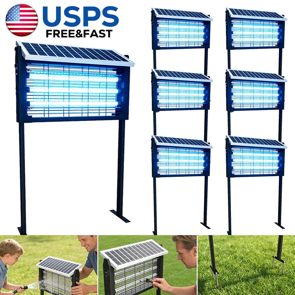 Solar Bug Zapper Outdoor Mosquito Zapper 4500V Waterproof Rechargeable Fly Trap Solar Bug Zapper Outdoor Mosquito Zapper 4500V Waterproof Rechargeable Fly Trap