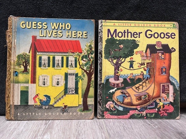 Vintage 1949 Guess Who Lives Here, 1942 Mother Goose, Little Golden Books, Lot 2 Vintage 1949 Guess Who Lives Here, 1942 Mother Goose, Little Golden Books, Lot 2