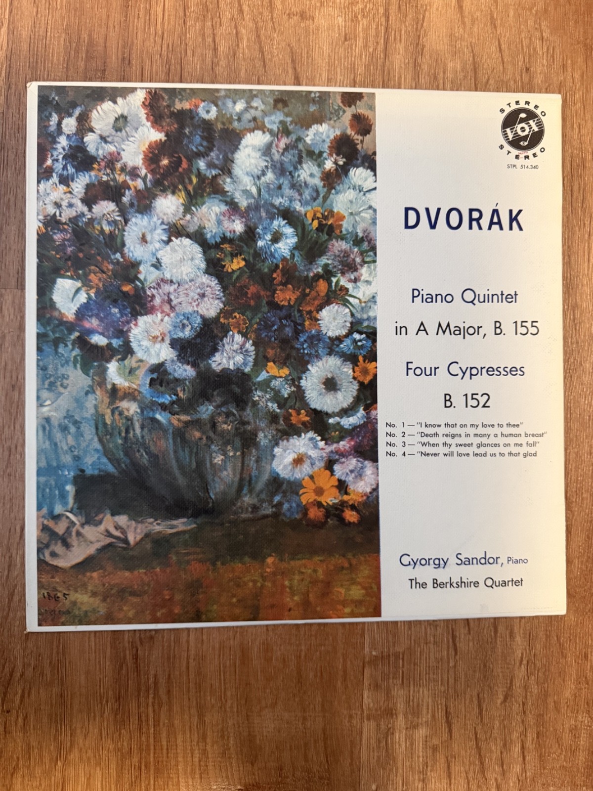 DVORAK Piano Quintet Four Cypresses GYORGY SANDOR Berkshire Quartet 1965 Vox LP DVORAK Piano Quintet Four Cypresses GYORGY SANDOR Berkshire Quartet 1965 Vox LP