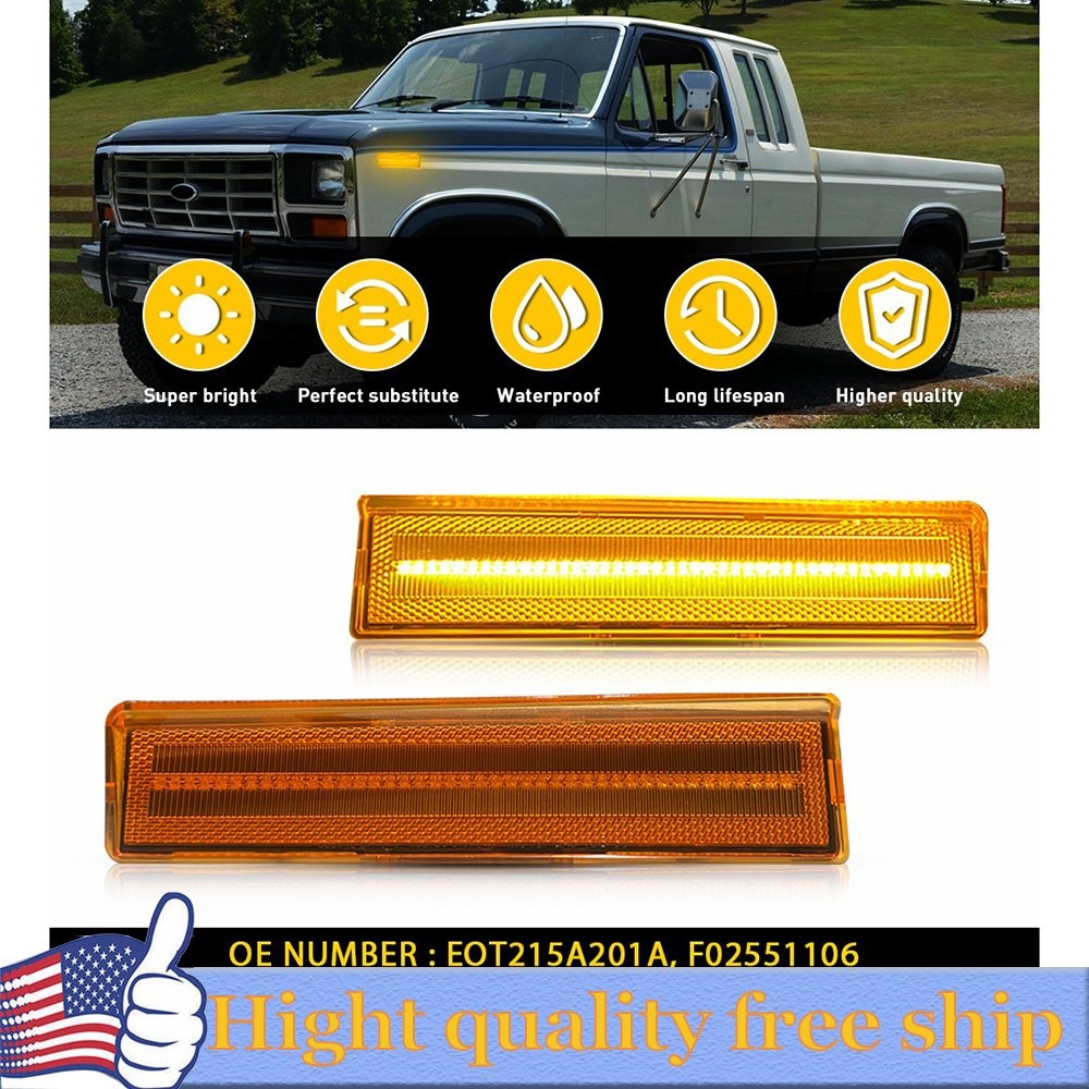 2/4x SIDE MARKER LED LIGHT FOR 80-1986 Ford BRONCO PICKUP F150 F250 F-350 TRUCK