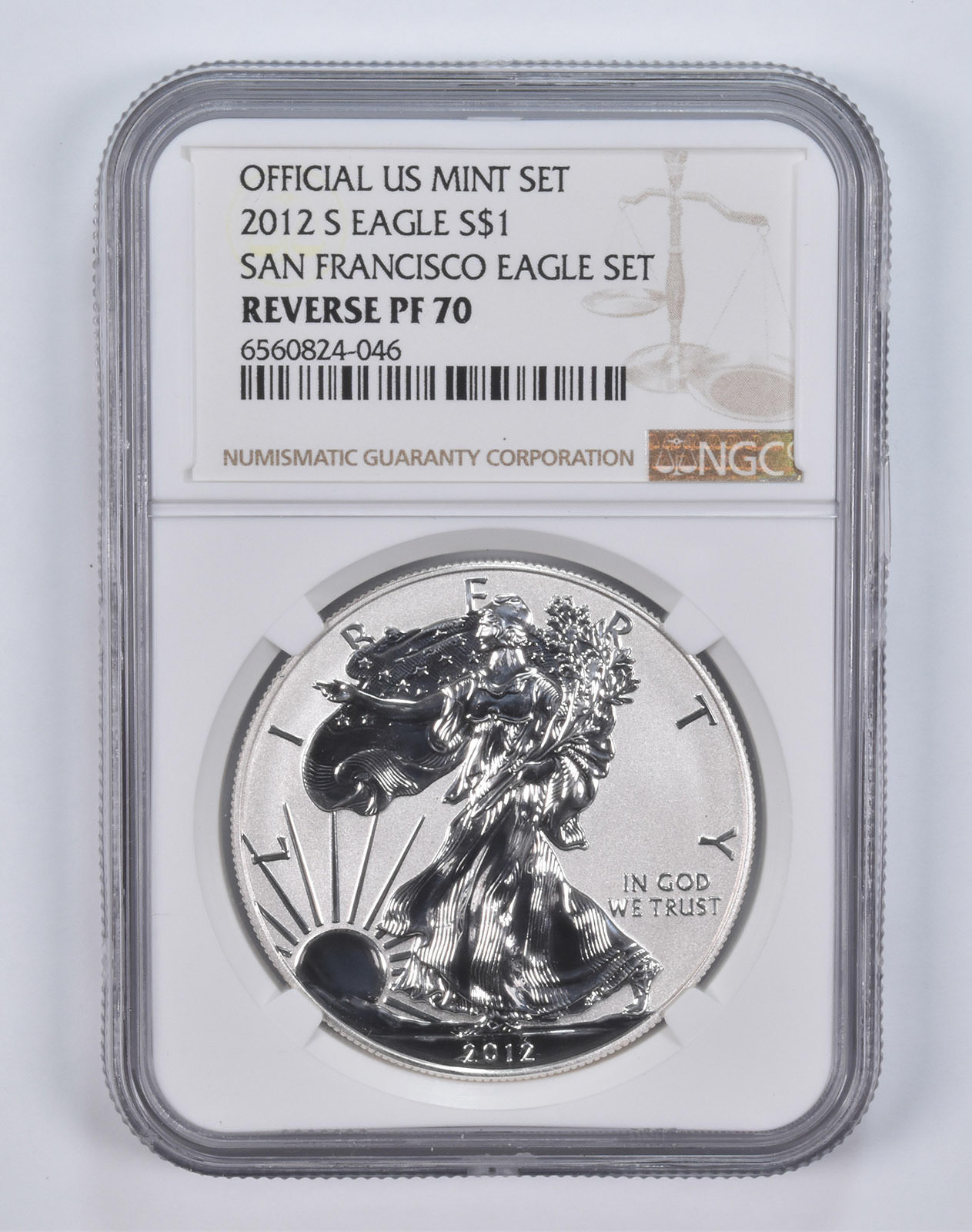 2012-S American Silver Eagle San Francisco Set Reverse PF70 NGC Brown Lbl 2012-S American Silver Eagle San Francisco Set Reverse PF70 NGC Brown Lbl