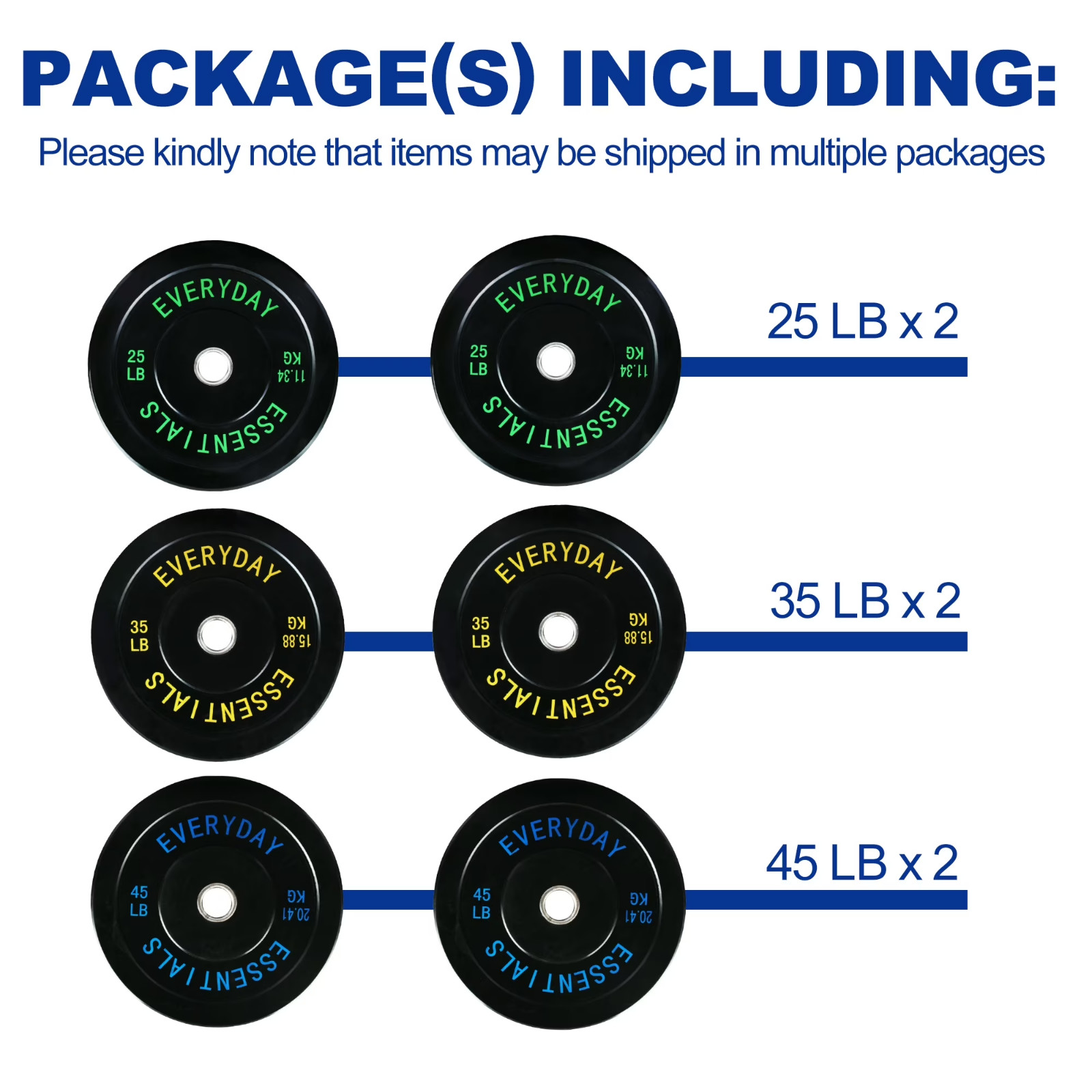 Olympic Bumper Plate Weight Set 100 to 370 LBS 2 Inch Barbell Plates Olympic Bumper Plate Weight Set 100 to 370 LBS 2 Inch Barbell Plates