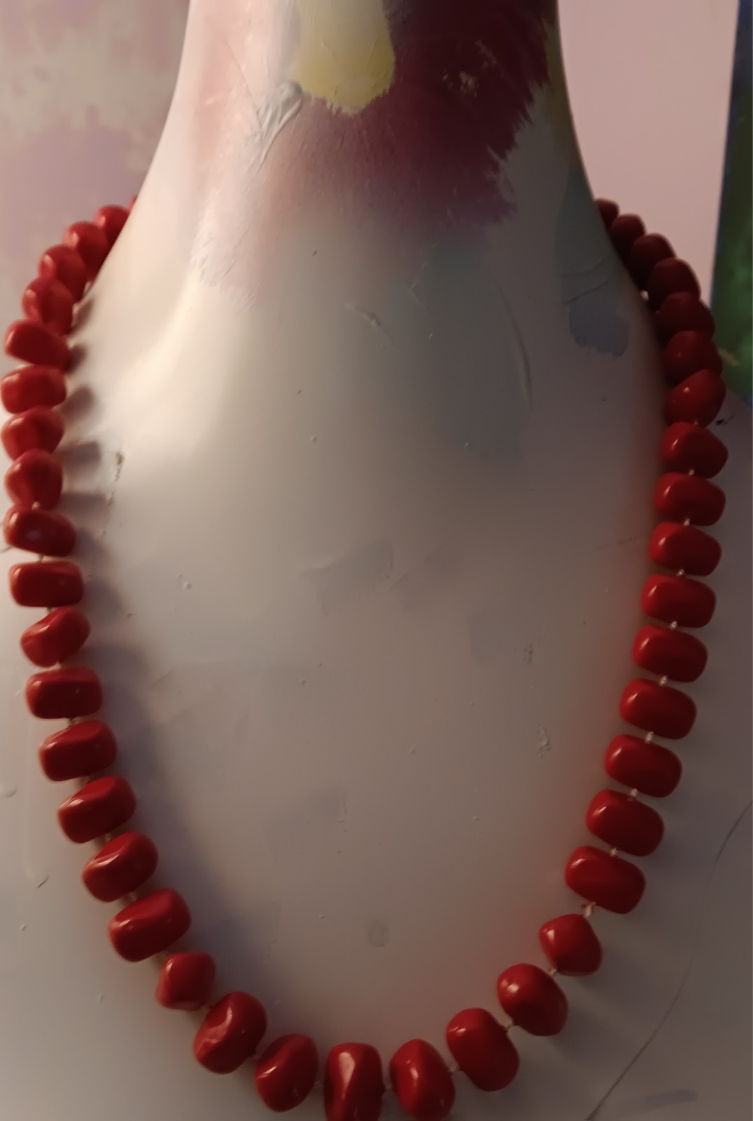 Vintage Red Wooden Beads Single Strand Necklace 10 Vintage Red Wooden Beads Single Strand Necklace 10