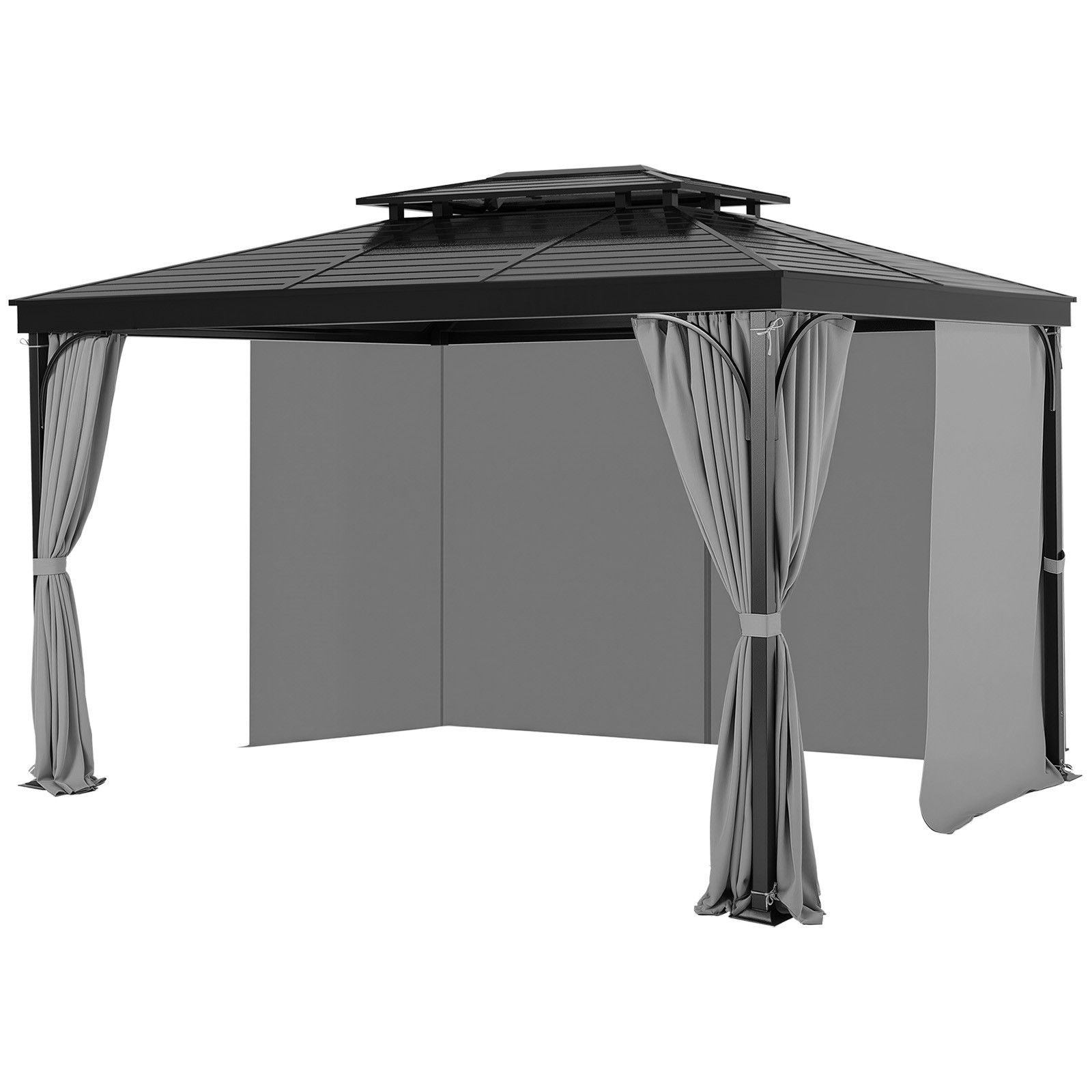 VEVOR Gazebo Privacy Curtain 12' x 10' x 6.7' Waterproof Gazebo Curtains Gray