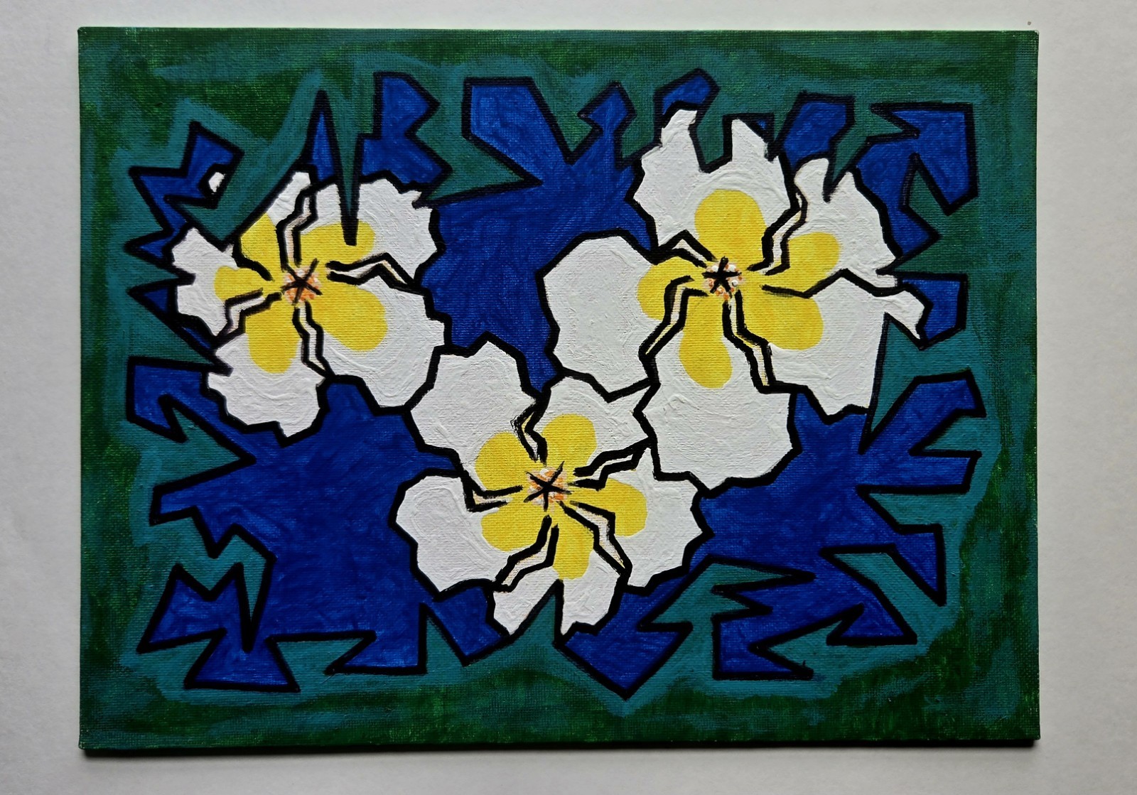 Original Shapizm Artwork 9x12 Abstract Plumeria Canvas Acrylic Painting Original Shapizm Artwork 9x12 Abstract Plumeria Canvas Acrylic Painting