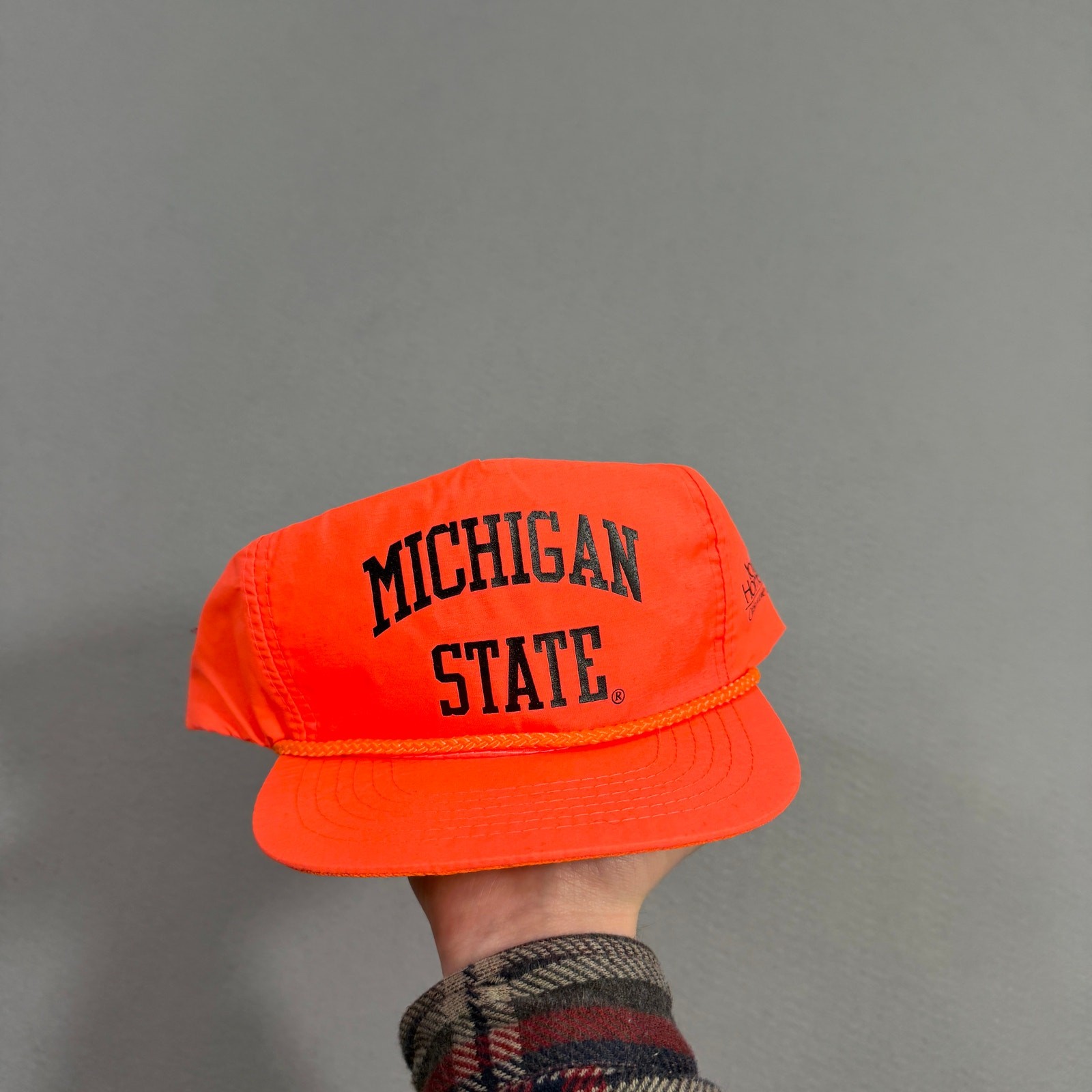 Vintage Michigan State Spartans Snapback Hat Adult Neon Orange 90s MSU Cap