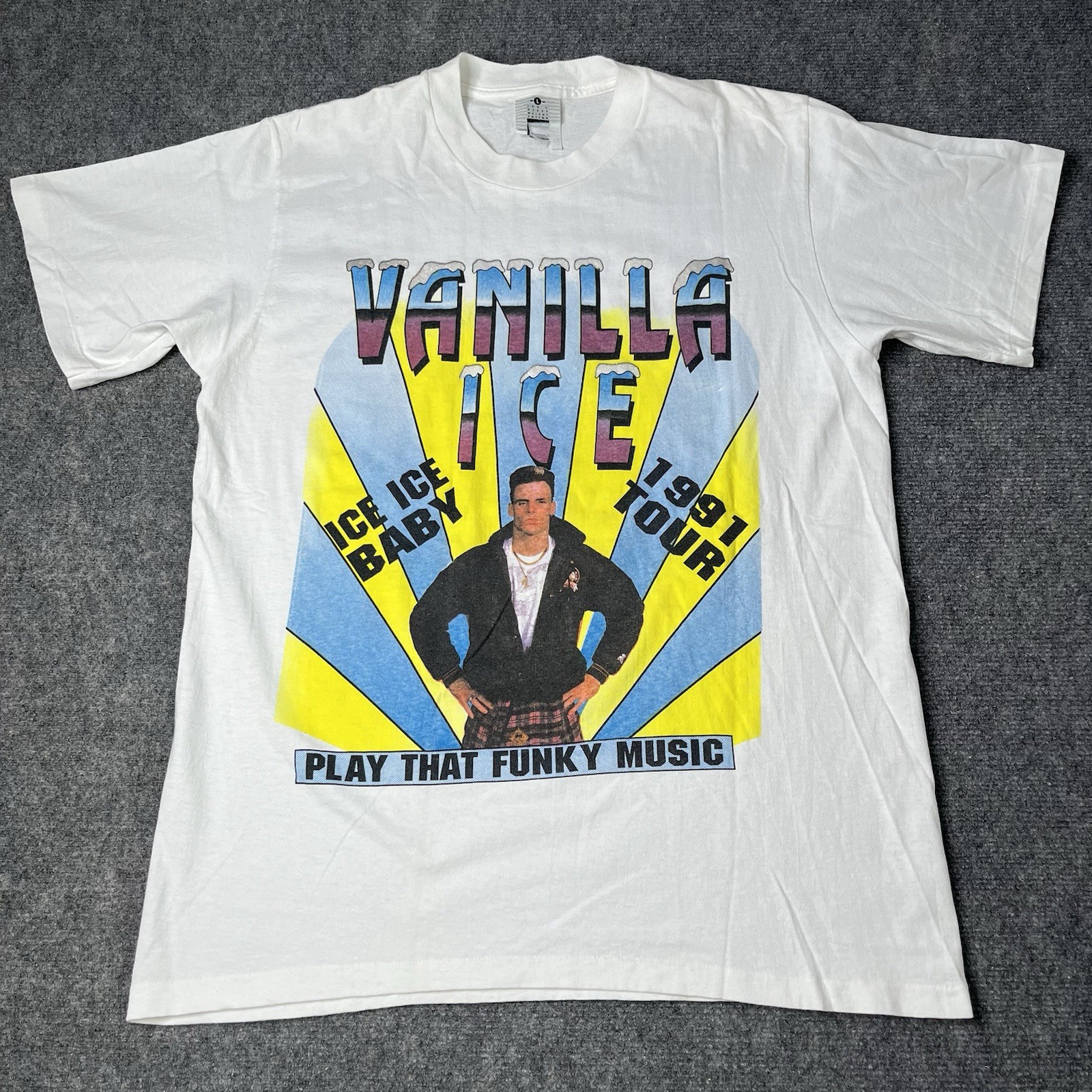 Vtg 1991 Vanilla Ice Play That Funky Music Tour T-shirt Hip Hop Band Tee Mens L