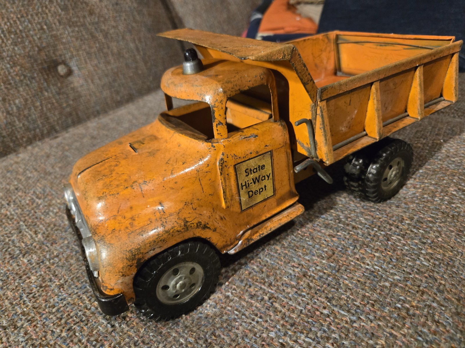 Vintage 57 Tonka Dump Truck Orange State Hi-Way Dept Pressed Steel Toy