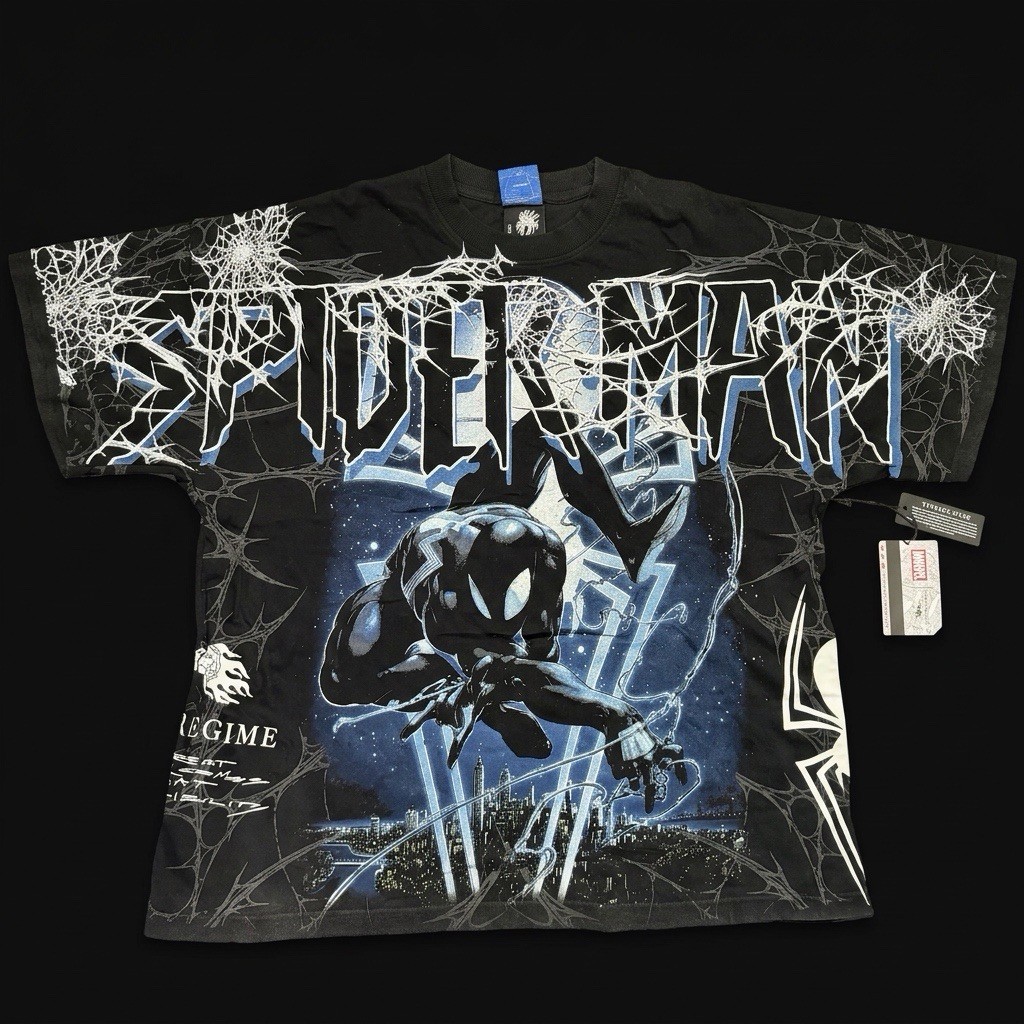 Civil Regime Marvel Spider-Man Night Mode Symbiote Black Graphic Tee L NWT Bag