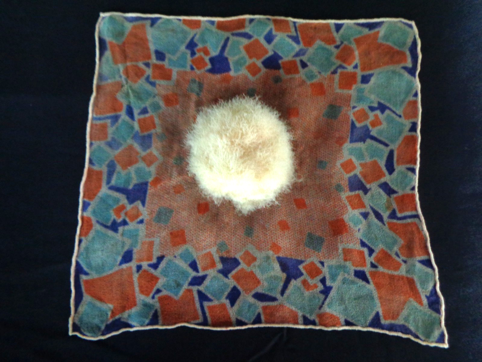 Vintage 1930's powder puff handkerchiek silk chiffon.