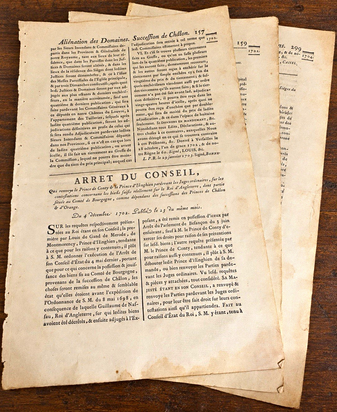 Antique French Legal Document Pages Lot 3 Arret du Conseil, Edit, Lettres
