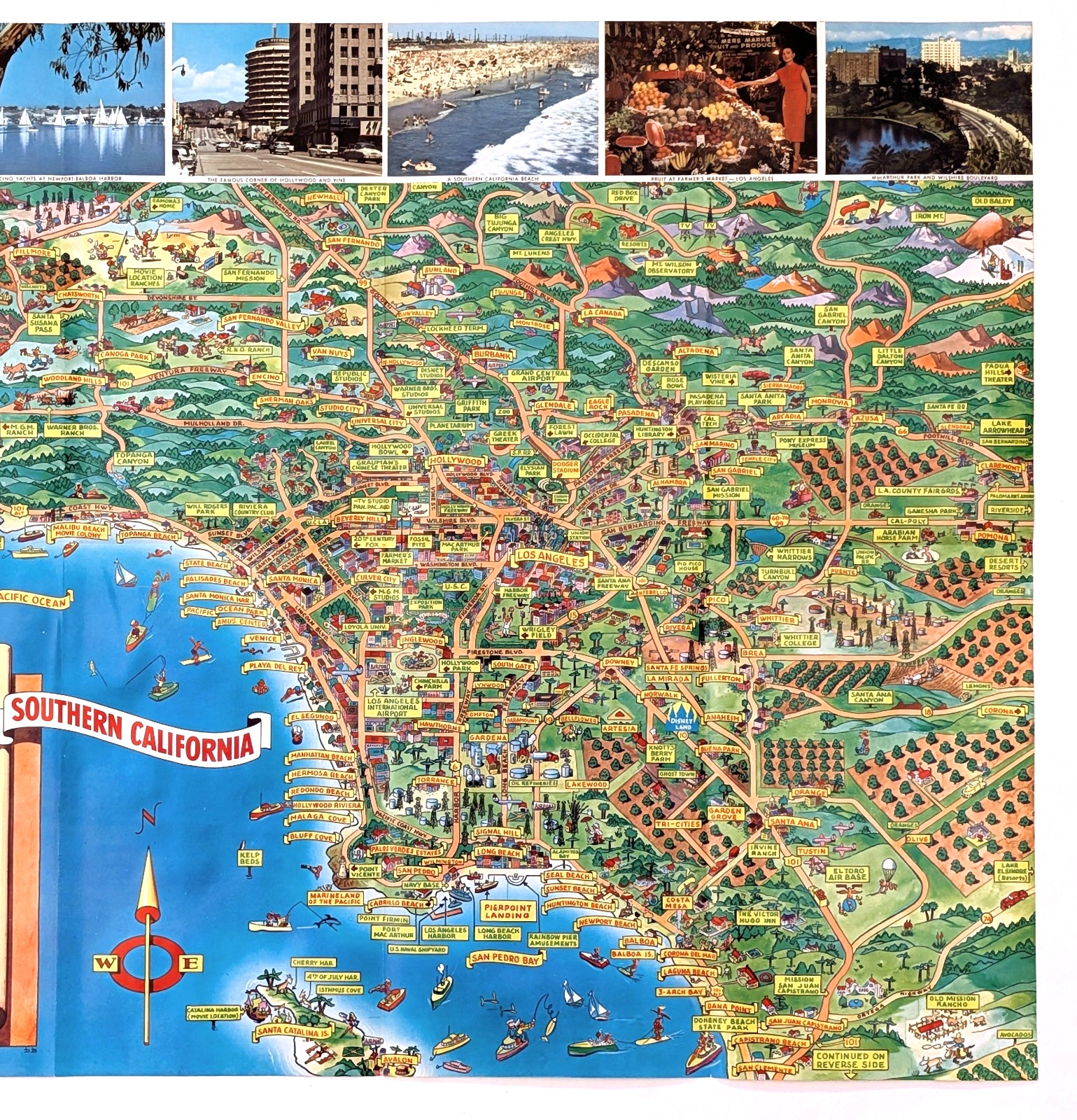 1965 SOUTHERN CALIFORNIA Map ORIGINAL Bloodgood San Diego San Pedro La Jolla