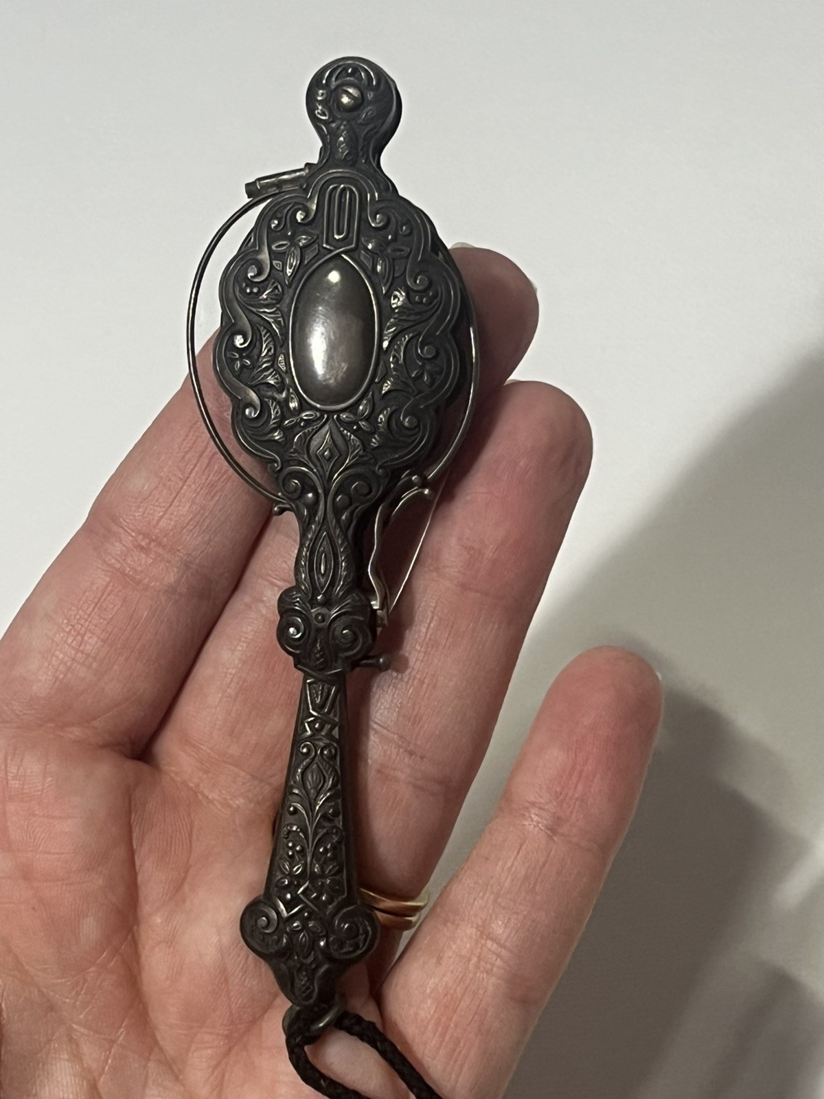 Sterling Silver Antique Art Nouveau Folding Lorgnette Reading Glasses