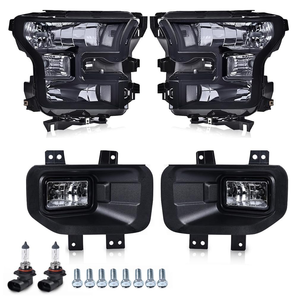 Front Headlights Headlamps Clear Lens Black Housing Clear