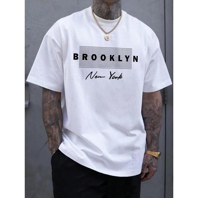 90s Letter Print Vintage Streetwear Men\'s Cotton T-shirt