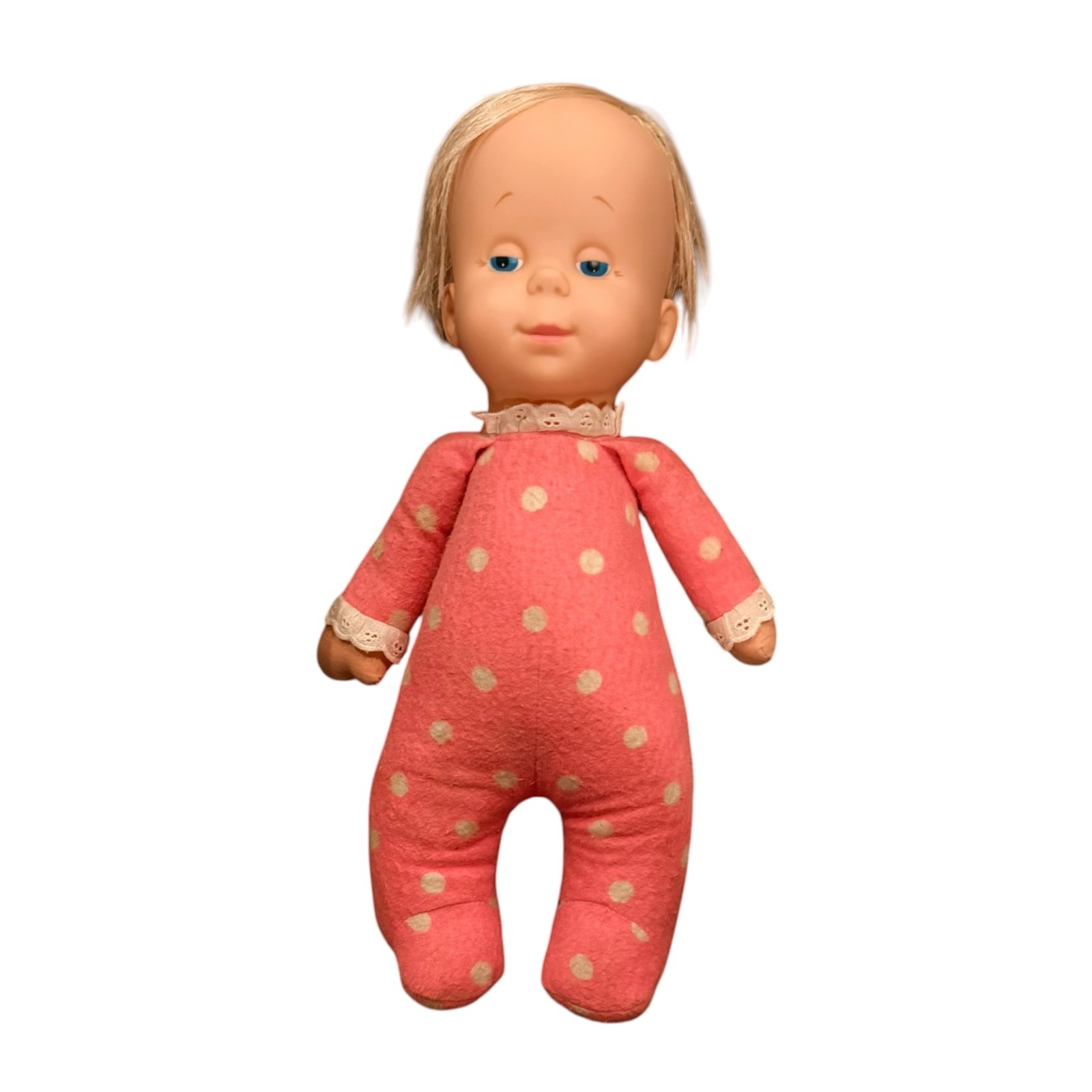 Early 1964 Mattel Baby Drowsy Talking Doll Pull String Vinyl Head Hands Works