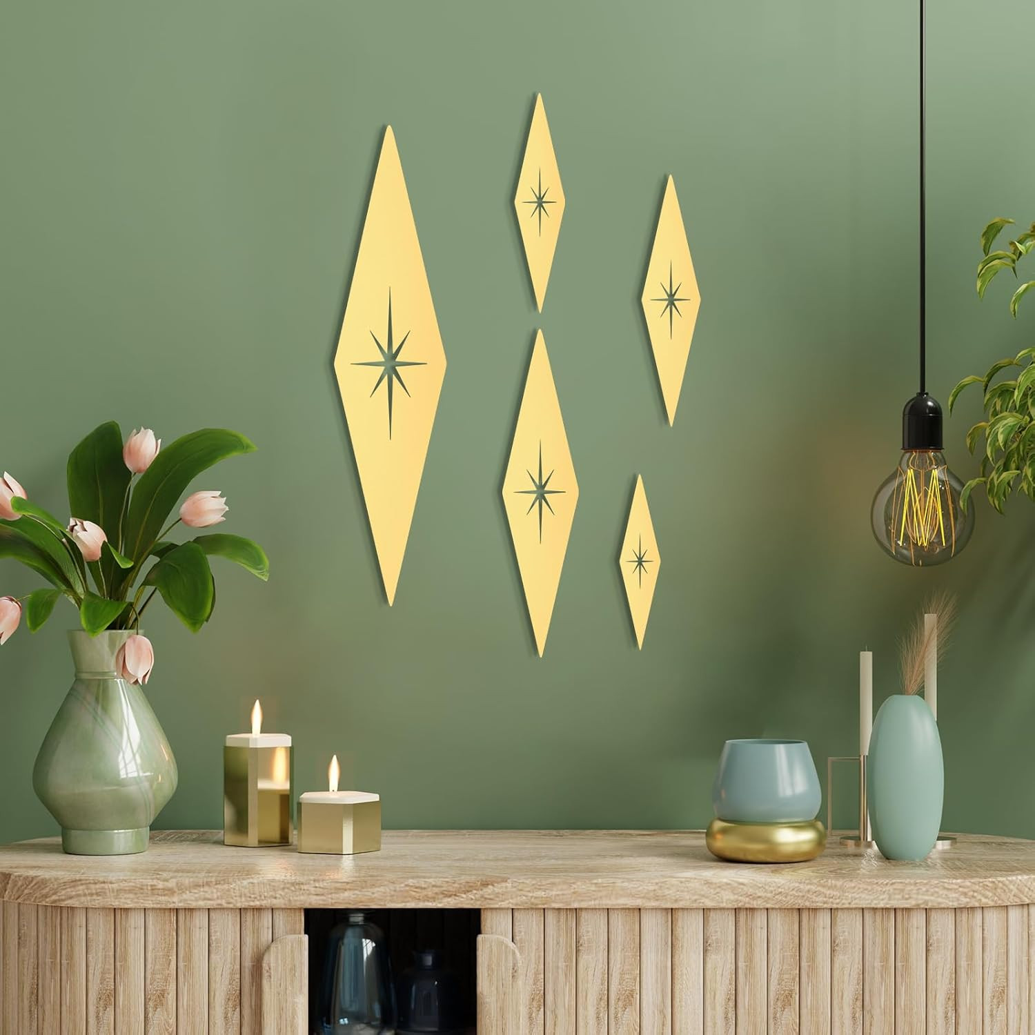 5 Pieces Mid Century Modern Decor Midcentury Vintage Style Gold Starburst Metal 5 Pieces Mid Century Modern Decor Midcentury Vintage Style Gold Starburst Metal