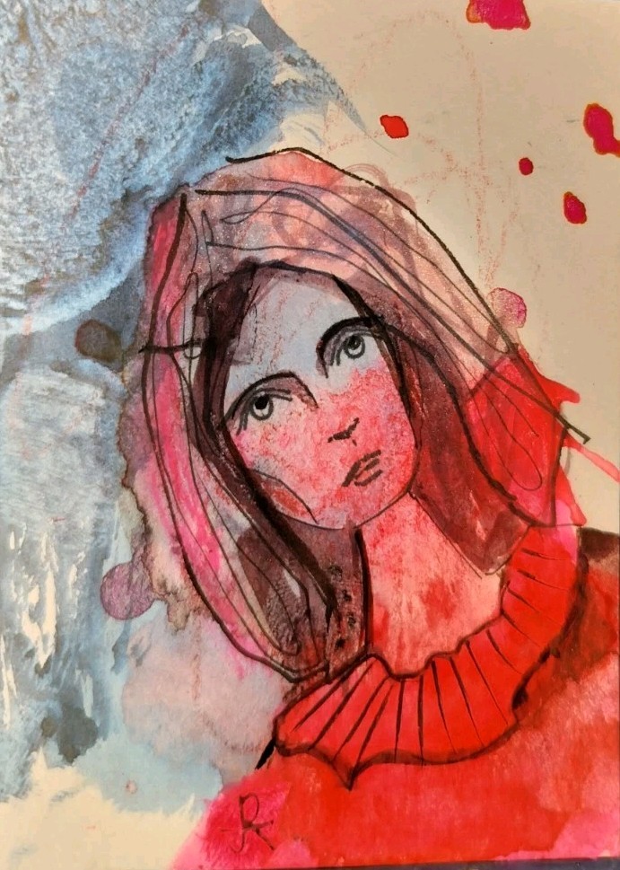 ACEO Original Painting Surrealism Abstract Illustration Portrait Jess Russell ACEO Original Painting Surrealism Abstract Illustration Portrait Jess Russell