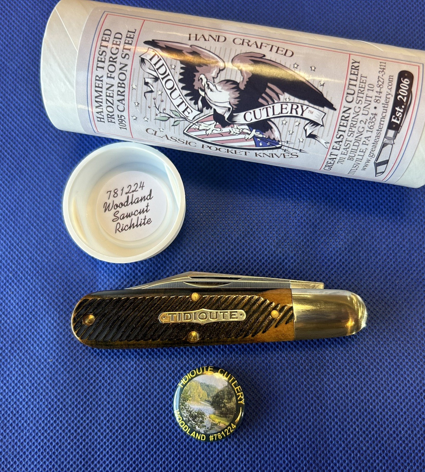 great eastern cutlery Gec Tidioute 781224 Woodland Sawcut Micarta 