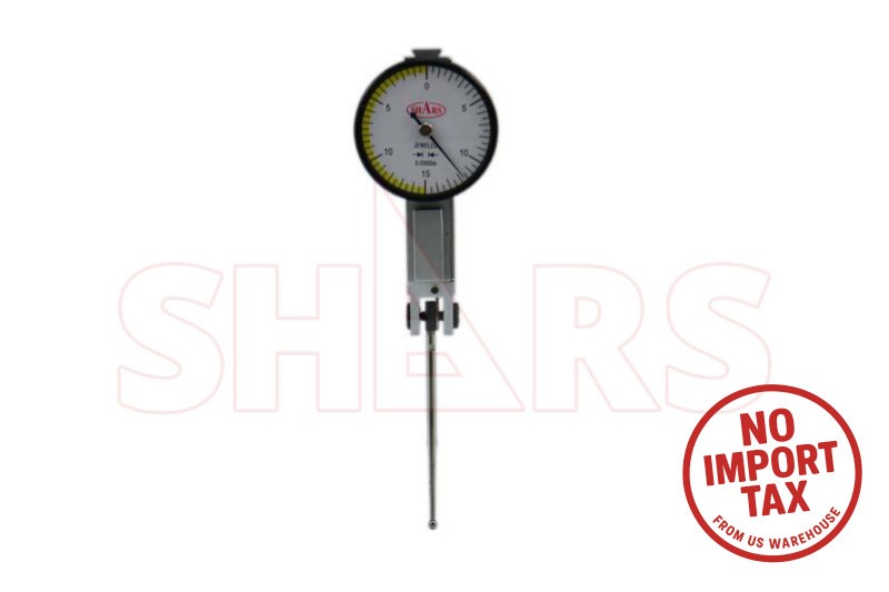 Shars 1.25” White Face Dial Test Indicator .030 0-15-0 .0005” 44mm Long Probe ]
