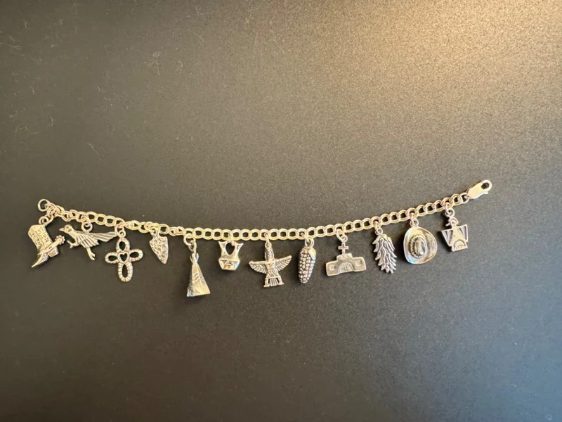 Vintage Carolyn Pollack Relios 1999 Sterling Silver Southwestern Charm Bracelet