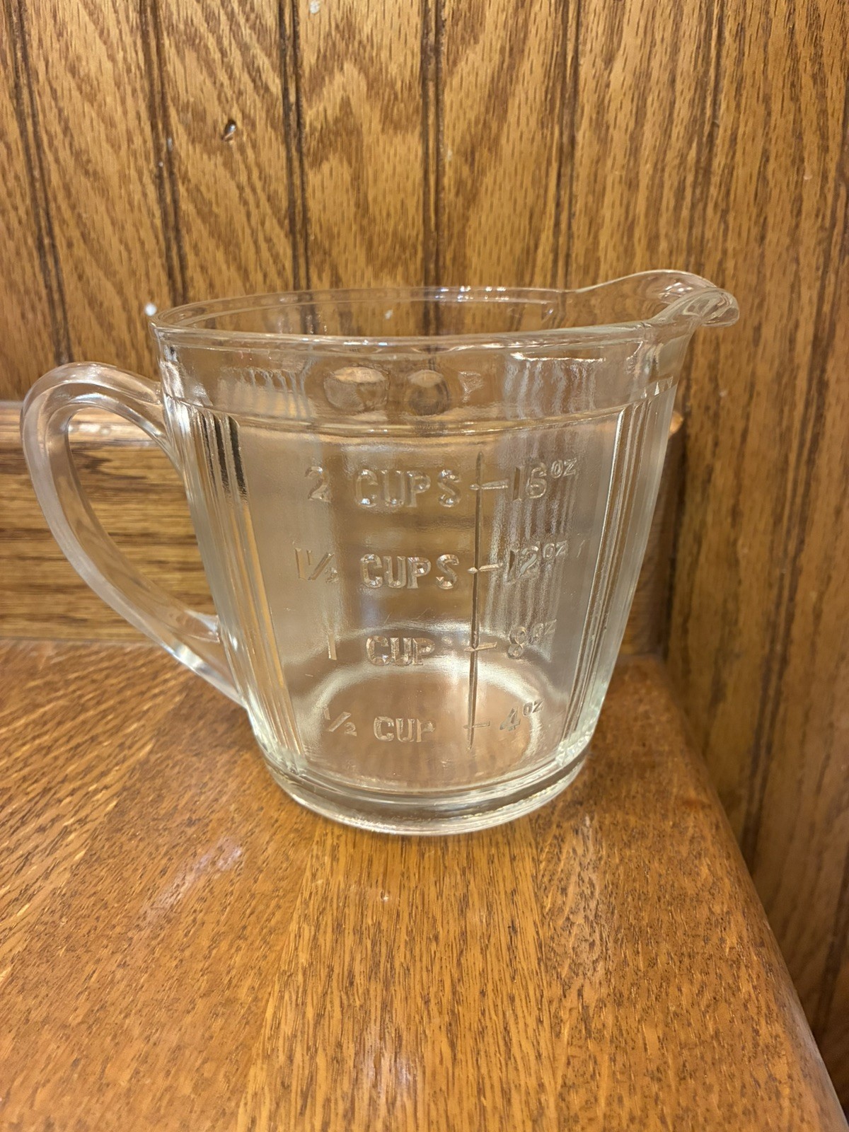Vintage A&J Two Cup Ribbed Glass Measuring Cup Number 7218 Vintage A&J Two Cup Ribbed Glass Measuring Cup Number 7218