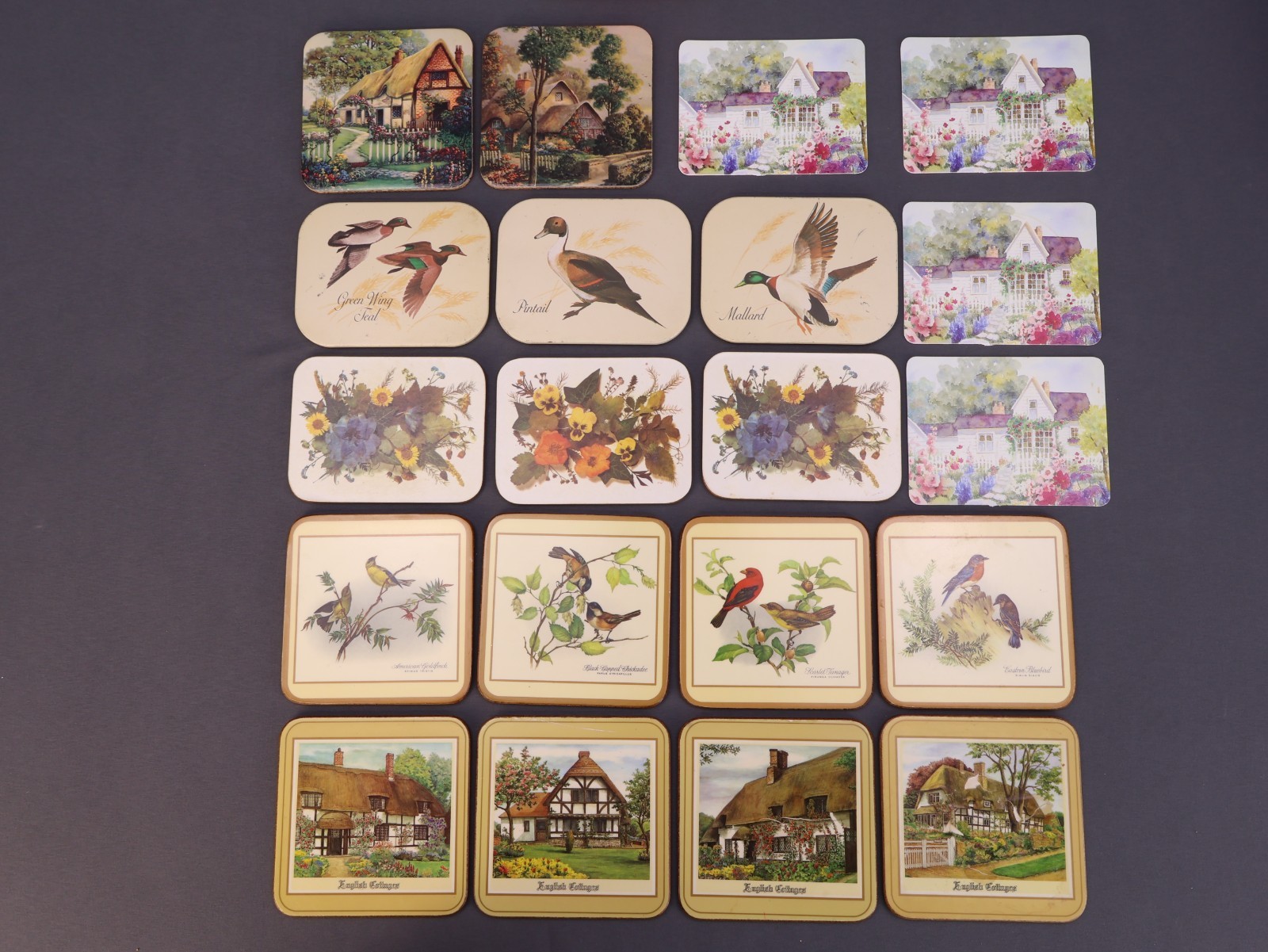 Vintage Pimpernel & Other Coaster Lot Birds English Cottages Cork Back 20 Total Vintage Pimpernel & Other Coaster Lot Birds English Cottages Cork Back 20 Total