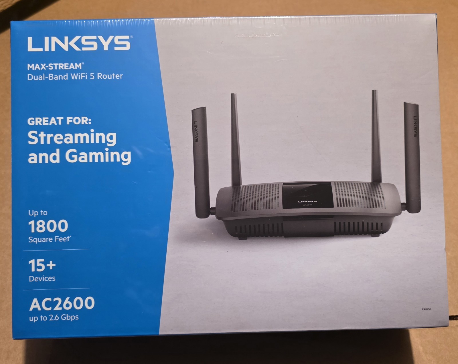 Linksys EA8100 Max-Stream AC2600 Dual Band MU-MIMO Gigabit WiFi 5 Router Sealed Linksys EA8100 Max-Stream AC2600 Dual Band MU-MIMO Gigabit WiFi 5 Router Sealed