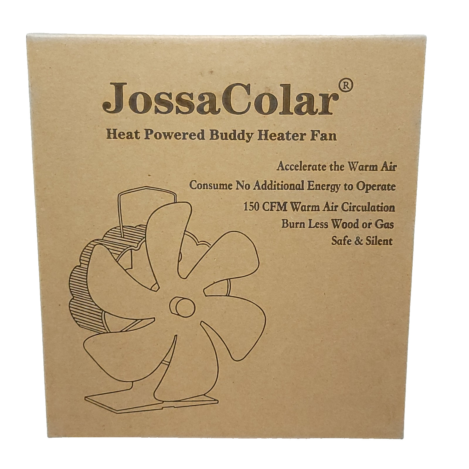 JossaColar Heat Powered Buddy Heater Fan for Wood Stove 150CFM