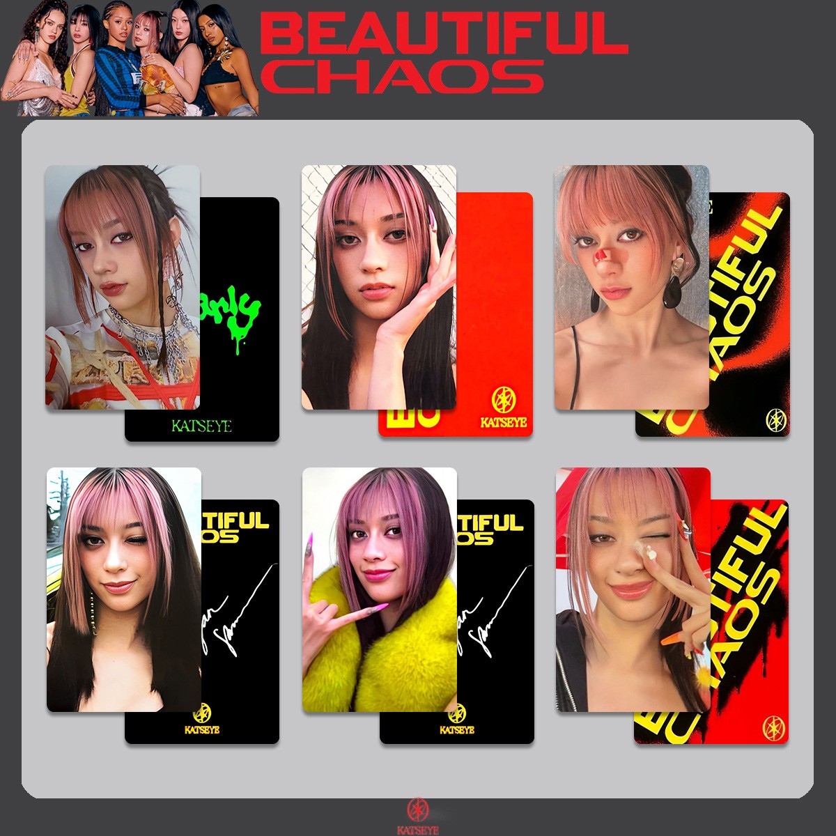 6pc/set HOT  KATSEYE BEAUTIFUL CHAOS TOUCH Lara Raj Yoonchae Special Photocard