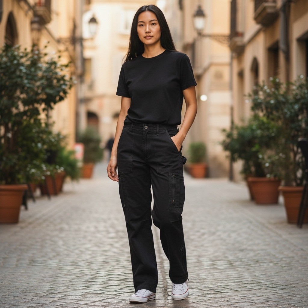 RE/DONE ORIGINALS Cargo Utility Pants Womens Size 24 Washed Black Cotton NWT