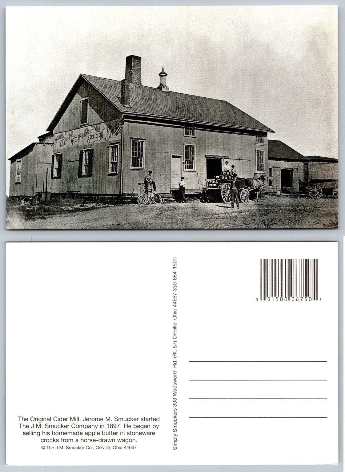Smucker\'s Original Cider Mill Orrville Ohio 1897 History Postcard