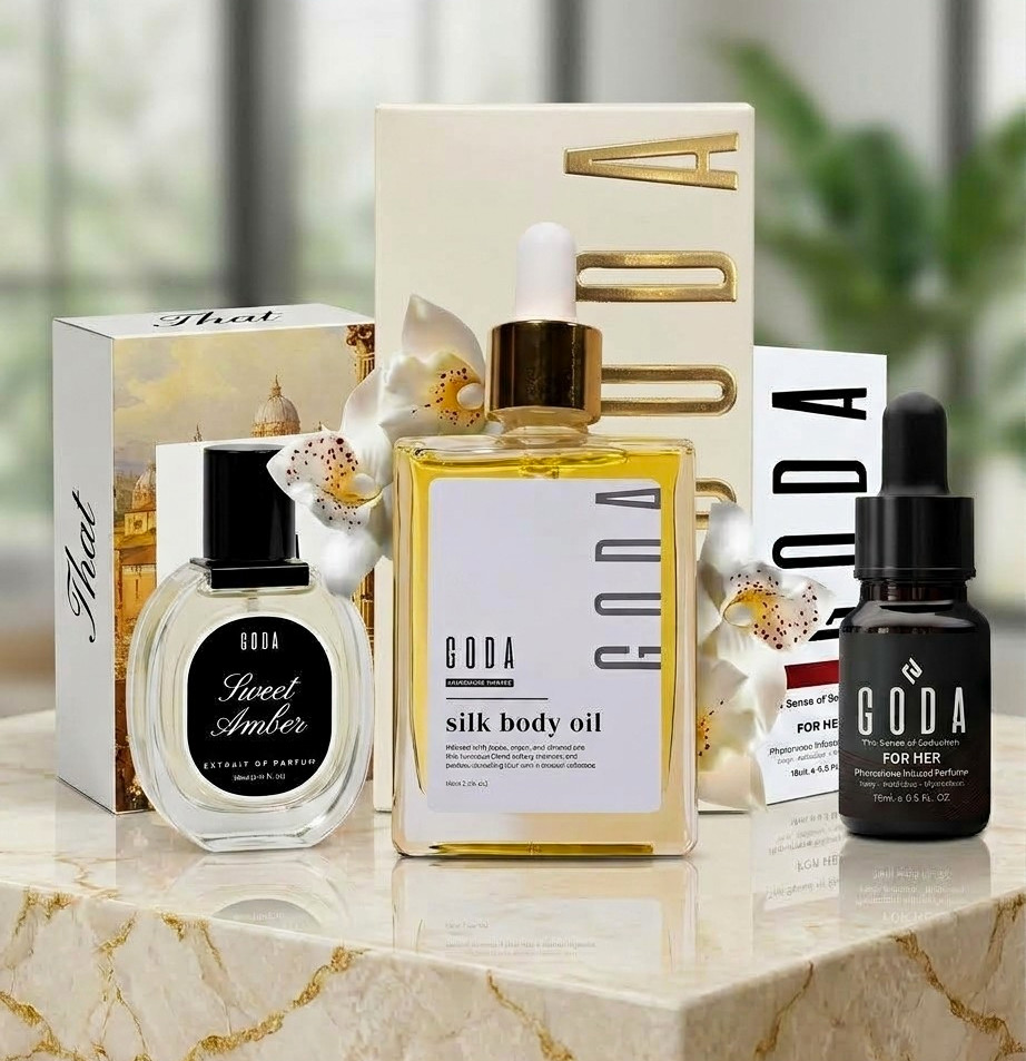 GODA Silk Body Oil, Sweet Amber Perfume, And For Her Oil Bundle Of 3 GODA Silk Body Oil, Sweet Amber Perfume, And For Her Oil Bundle Of 3