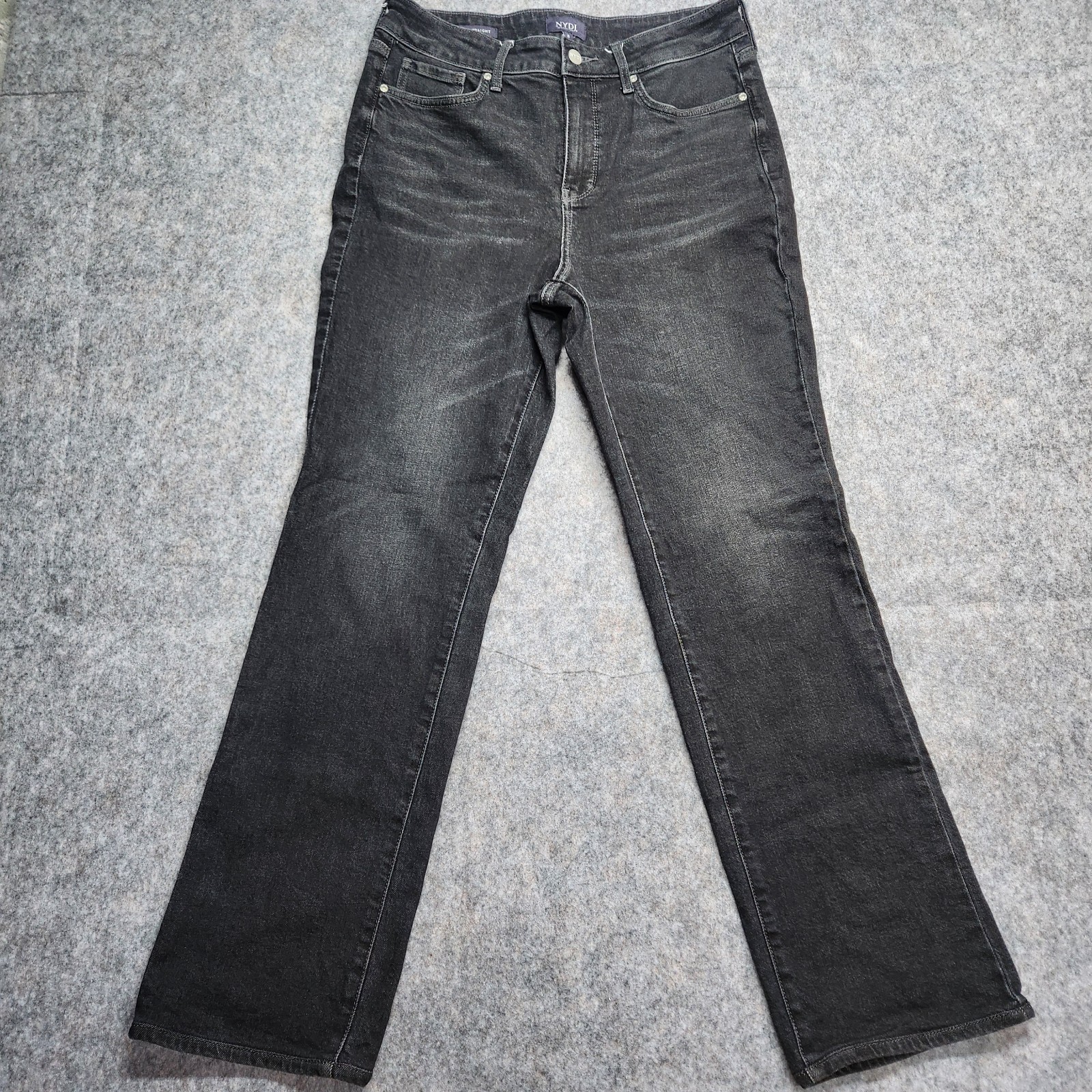 NYDJ Fit Is Everything Marilyn Straight Black Denim Jeans Women Size 8